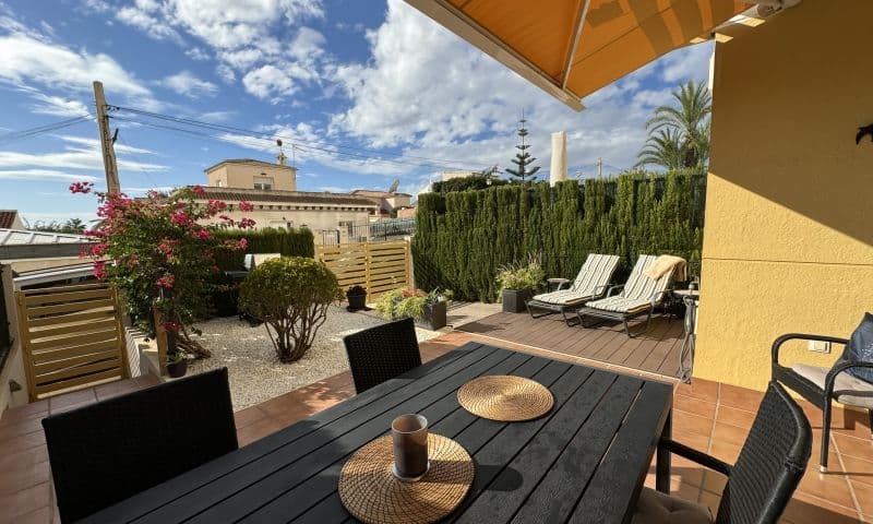 Modern and high quality ground floor apartment in Campoamor golf with its large terrace, indoor parking, communal pool.We present this impeccable ground floor home, which redefines the concept of comfort and elegance. With two cozy bedrooms and two fully equipped bathrooms, this home is designed to offer a modern and sophisticated lifestyle.At the heart of this property is a large sunny terrace, perfect for enjoying the weather and memorable moments outdoors. Equipped with a barbecue area and a comfortable dining area, this space is ideal for dinners with friends and family while appreciating lovely views and moments of relaxation.The quality of the home and furnishings is exceptional, every detail has been carefully selected to provide a cozy and luxurious environment. One of the biggest attractions is its solar panel system, which allows you to reduce electricity bills to a minimum, giving you significant savings while taking care of the environment. Complementing all these features, you will find a perfectly designed space to park your car within your own terrace/garden, offering security and convenience, all in a private and quiet environment. Another balcony is closed with a glass curtain with a building permit. The residence, which has elite services and amenities, guarantees an unparalleled lifestyle.Located just a few steps from the prestigious golf course and 100 meters from a variety of shopping centers and restaurants, you will have everything you need at your fingertips. In addition, the beautiful beach is just 2 km away, giving you the opportunity to enjoy pleasant days by the sea.Do not miss the opportunity to acquire this jewel in a privileged environment, where modernity, comfort and luxury come together to create the home of your dreams.
