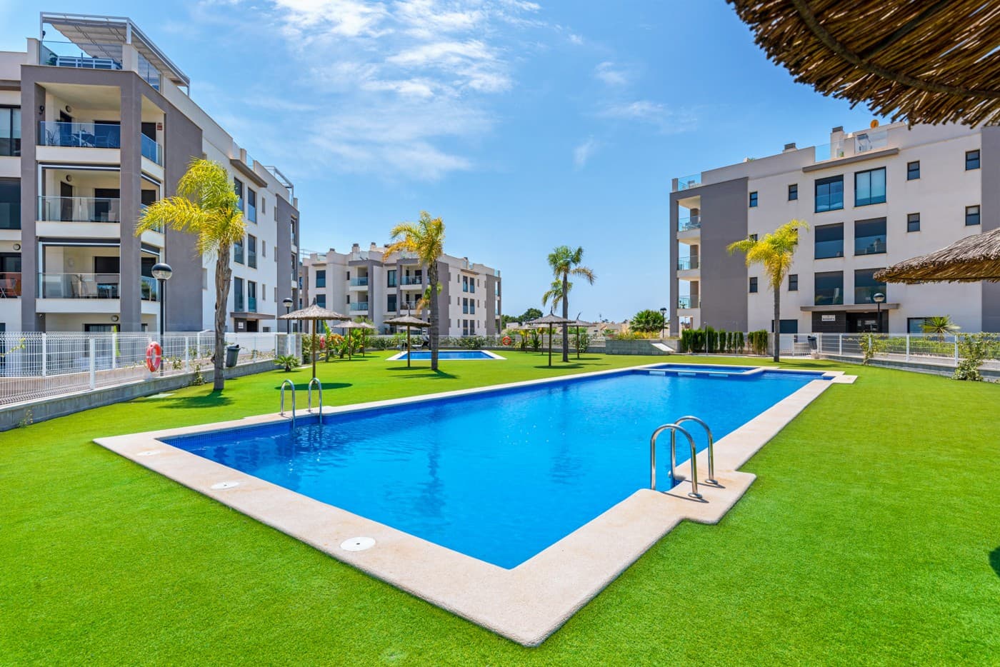 Beautifully presented 2-bedroom penthouse apartment located in Valentino Golf I, Villamartin, just a short walk from the famous Villamartin Plaza and golf course. The property is in excellent condition and offers a perfect turnkey solution if you are looking for a modern, move-in-ready home.

The apartment features a large private rooftop solarium with fantastic views. Valentino Golf I offers excellent facilities, including access to 3 communal swimming pools, paddle and petanque courts, and a children's play area, all within a secure gated community with an elevator to all floors, including the rooftop terrace. The apartment is also sold with a private underground parking space included in the price.

An additional parking space is available for purchase.

The living space of this stunning apartment consists of a spacious lounge-dining area with a modern open kitchen, a utility cupboard, 2 bedrooms with fitted wardrobes, and a family bathroom with a walk-in shower. The master bedroom benefits from its own en-suite bathroom with a walk-in shower. Built in 2019, the apartment has been meticulously maintained by the current (and only) owners. It is sold fully furnished, including built-in air conditioning and underfloor heating in both bathrooms. Additionally, energy-efficient LED lighting is installed throughout the apartment.

If you are looking for a newly built apartment but don’t want to wait, we highly recommend scheduling a viewing of this stunning property. A perfect turnkey solution!

Located less than a 10-minute walk from the renowned Villamartin Plaza and golf course, where you can find a variety of bars, restaurants, shops, and a supermarket. There is also a nearby bus stop with routes to the beaches and the popular Zenia Boulevard shopping mall, which is less than an 8-minute drive away.