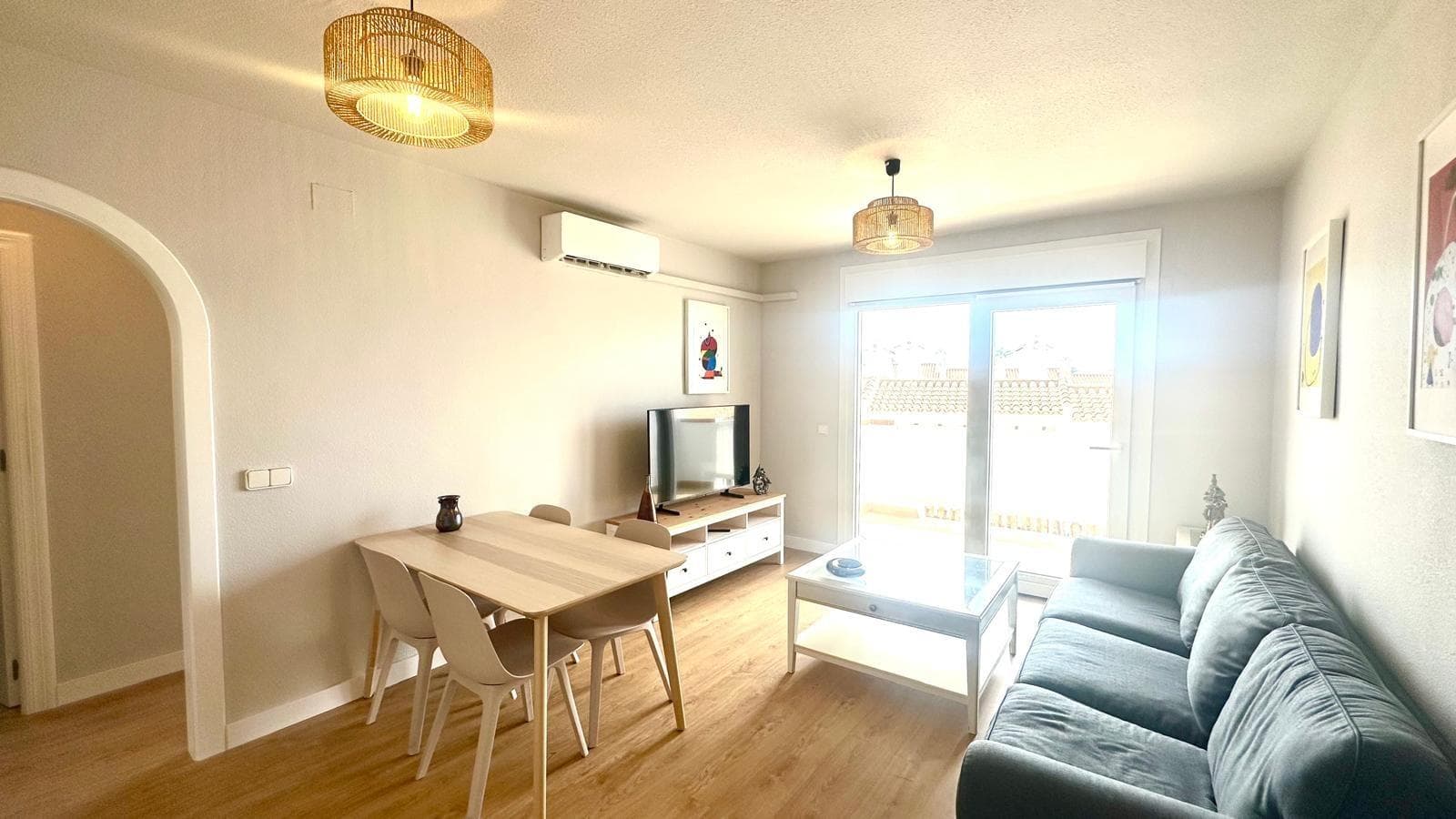 Renovated Apartment in Cabo Roig Just 300m from the Beach – Bright, Modern, and with Excellent Common Areas Located in one of the most sought-after areas of the Alicante coast, this beautiful apartment in Cabo Roig offers the perfect combination of location, comfort, and style. Recently renovated and ready to move into, it is just 300 meters from the sea, making it an excellent option both as a permanent residence and as a holiday investment. A Green and Well-kept Setting The development stands out for its spacious, well-kept gardens, pleasant for strolling, relaxing, or enjoying the Mediterranean climate. It also has a wonderful communal pool, ideal for cooling off during the warmer months and sharing time with family and friends without leaving home. Renovated Interior with Quality Materials Upon entering the apartment, we are welcomed by a cozy living-dining room with parquet floors that bring warmth and elegance to the space. From here, you have direct access to a south-facing terrace, perfect for enjoying the sun all day long. Soundproof windows and electric blinds provide thermal and acoustic comfort, ensuring a peaceful and energy-efficient environment. The separate, practical, and modern kitchen is equipped with all the essentials for everyday living. It is complemented by a utility room that offers additional storage or laundry space. Functional and Comfortable Layout The apartment has two spacious and bright double bedrooms, ideal for both family use and guests. The fully renovated bathroom features a modern shower and quality finishes that provide functionality and style. Main features: Just 300m from the beach Recently renovated 2 double bedrooms 1 bathroom with shower Living-dining room with parquet flooring South-facing terrace Soundproof windows and electric shutters Separate kitchen with utility room Communal pool Residential complex with large green areas Prime location Located in one of the best areas of Orihuela Costa, Cabo Roig offers all amenities within walking distance: supermarkets, restaurants, shopping centers, pharmacies, and, of course, some of the best beaches on the Costa Blanca. A unique opportunity to live by the sea with all the amenities.