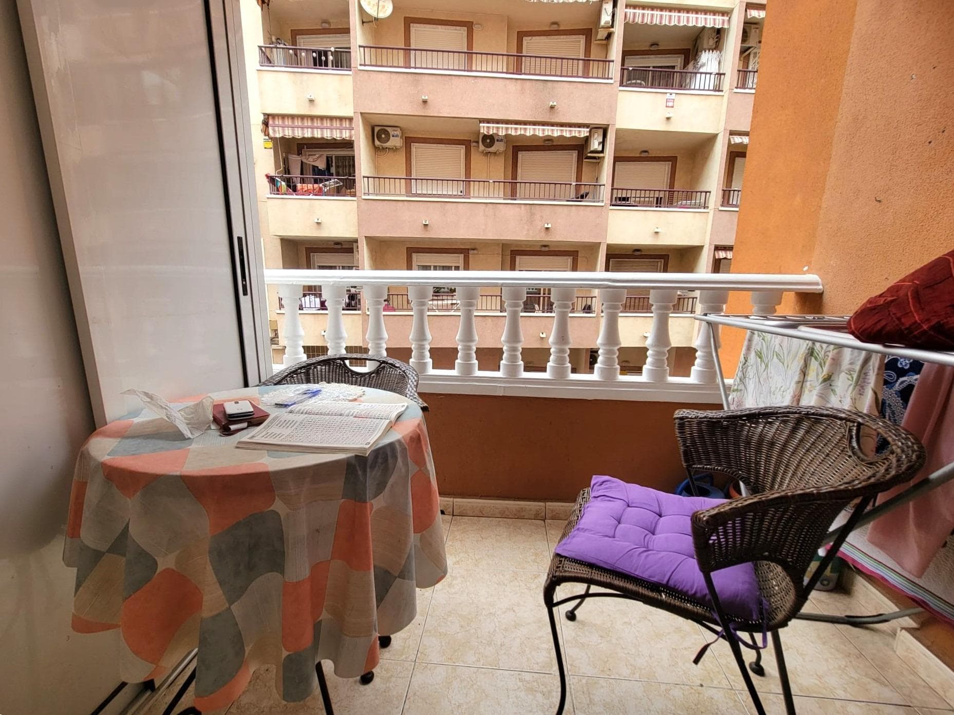 Apartment in good condition, located about 10 minutes walk to the city center and the park "Parque de Las Naciones". It consists of a living room with access to the terrace, a fully equipped independent kitchen, two double bedrooms and a bathroom with a shower. Furnished. Built-in wardrobes in the bedrooms. Windows in all the rooms. Elevator in the building. Very well located, near all amenities, shops, supermarkets, restaurants, cafés, bus stops, and so on, about 15 minutes walk to the Promenade and 30 minutes walk to the beach.