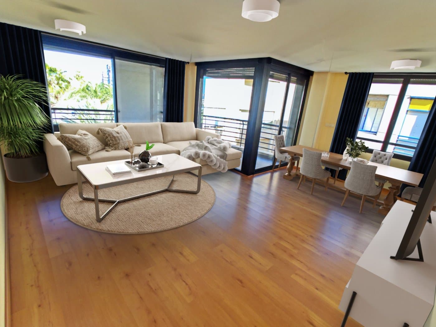 Splendid brand new apartment, very bright and very spacious with stunning views of the port of Torrevieja. The apartment has 3 large bedrooms, one of them with an en-suite bathroom. The kitchen is independent and very spacious. It has access to the laundry room with a window. The living room is very spacious and bright. It has the exit to the terrace of 25 m2 with unique views of the port. All rooms have pre-installation for conduction air conditioning and music system. The house is in excellent condition, brand new since construction. The apartment has parking. Parking included in the price. It is located in a very privileged area where an already approved project of a marina will be carried out, as soon as the project is finished the apartment will be revalued a few times. Future creation of a marina: - The project for the port of Torrevieja, with a budget of more than 19 million euros, will regenerate the fishing area and link the city with its port, to which this apartment has wonderful views. The project has a global execution budget of more than 19 million euros, of which 10.5 million are from private investment, while the rest, more than 8 million, come from the Torrevieja City Council. A project that will convert the port area into a new public, commercial and leisure space that will connect the city with the port through an elevated promenade offering the population, visitors and tourists exceptional viewpoints to enjoy the maritime landscape offered by the city. The action will be carried out on a large strip of land belonging to the Ports of the Generalitat Valenciana and aims to end the barrier that has currently become between the city and the sea, whose use has been reduced to a transit area and vehicle parking for the adjoining facilities located on the pier. This concession area, which is going to be carried out by the company Empresas del Sol, is going to redevelop a space of 40,800 m2, generating an economic engine of great importance, not only locally, but also regionally, provincially and regionally. With an occupancy area of ​​nearly 18,000 square metres, the new leisure center will have six buildings built on two floors, each one of them, and a ground floor for underground parking for a total of 600 vehicles.