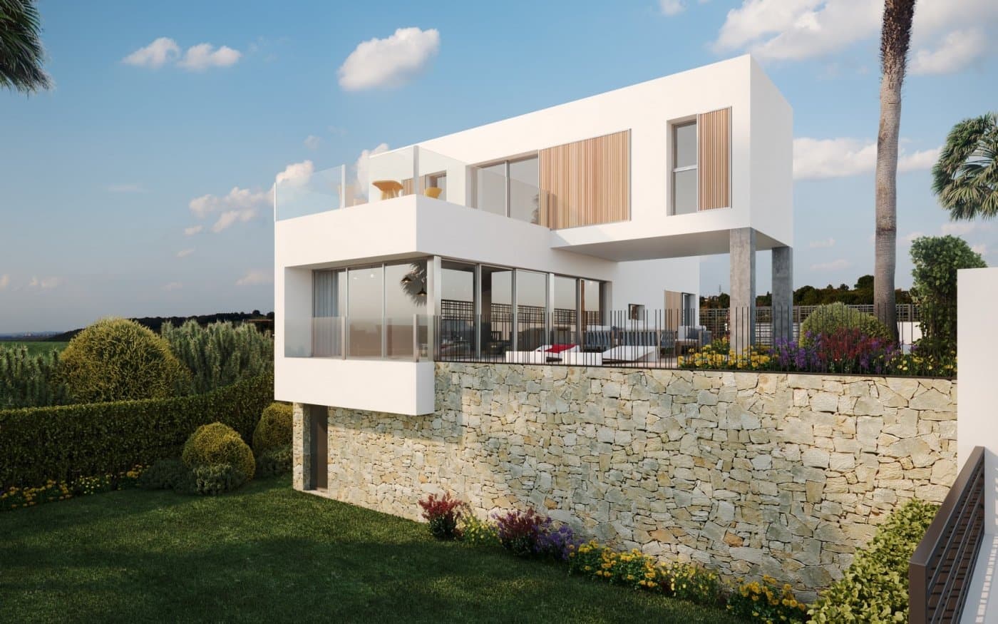 MODERN DESIGN VILLA WITH GOLF VIEWS&#13;&#13; Designer villa in one of the most exclusive locations on the Costa Blanca. With spectacular views over the Finca Golf Resort, this modern house with Mediterranean touches of 4 bedrooms and 3 bathrooms, takes you to a privileged corner where you can enjoy the good climate in its more than 150 square metres and its basement of more than 80m2. &#13;&#13; It stands out for the use of the best qualities as well as a large garden that allows us to enjoy absolute privacy and a dreamlike private swimming pool that will make every moment an unforgettable memory.&#13;&#13; Located on the La Finca golf course in Algorfa, 20 minutes from the wonderful beaches of Guardamar.&#13;&#13;