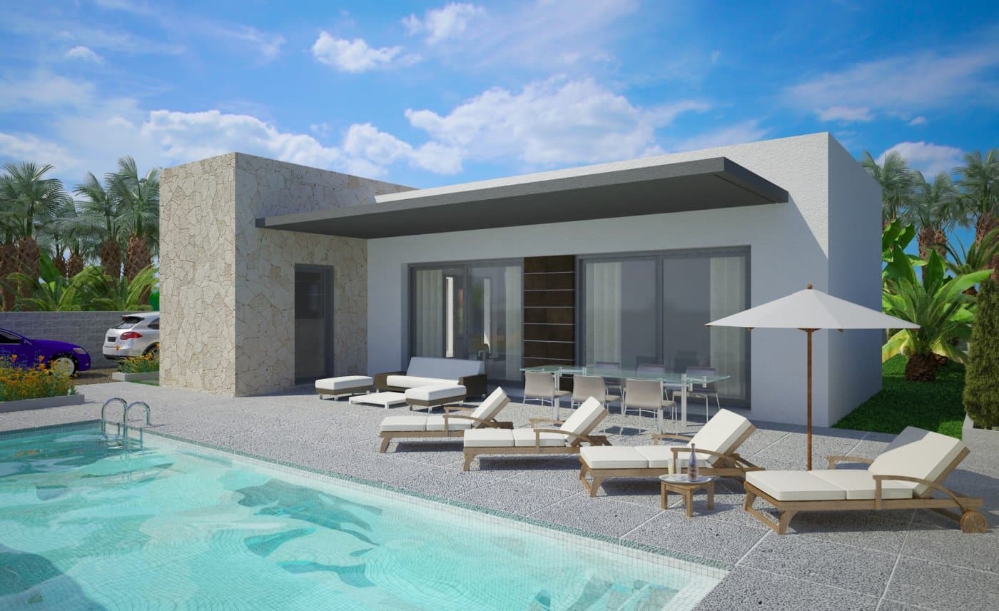 NEW BUILD MODERN VILLAS IN BENIJOFAR&#13;&#13; New Build villas located in Benijófar, a privileged area of the Costa Blanca, equipped with all services, 20 minutes from Alicante Airport, near the beautiful beaches of Guardamar and several golf courses.&#13; It is a modern style villas consisting of spacious living-dining room with an open-plan kitchen, 3 bedrooms( one of them en-suite) and 3 bathrooms. It also has a private plot with terrace, parking area, private pool, Mediterranean-style garden with great views. The house also has hot and cold air conditioning, video intercom and security door.&#13;&#13; Benijofar it is a lovely village with a charming church and all services such as supermarkets, pharmacies, banks, restaurants and natural park located very close to the villas. &#13; There are several golf courses close by as well as water parks in nearby Rojales and Torrevieja.&#13; Benijófar located a few minutes from the N-332 and AP-7. &#13; Just 30 minutes from Alicante airport, 10 minutes from the beaches of Guardamar and Torrevieja.&#13;
