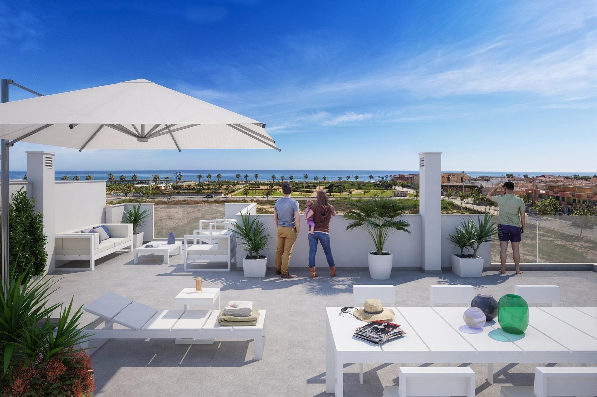 NEW BUILD BUNGALOWS IN TORRE DE LA HORADADA &#13;&#13; New Build Residencial complex is located a few metres from the Playa de las Higuericas, in Torre de la Horadada.&#13;&#13; Complex consists of modern style Townhouses, Semidetached and Apartments with an exclusive touch.&#13;&#13; All the houses have parking, large terraces, green areas and communal swimming pool with an area of 1628 m² common areas.&#13;&#13; Torre de la Horadada is located south of Alicante in a beautiful location on the coast. &#13;&#13; The beautiful beaches of Torre de la Horadada and Mil Palmeras have fine sand beautiful promenade. &#13;&#13; There are lots of restaurants, bars and shops, also water sports, diving and snorkelling. &#13;&#13; It is well connected just 40 minutes from Alicante and Murcias Corvera airports, with large commercial shopping centres and multiple golf courses all within easy reach.&#13;