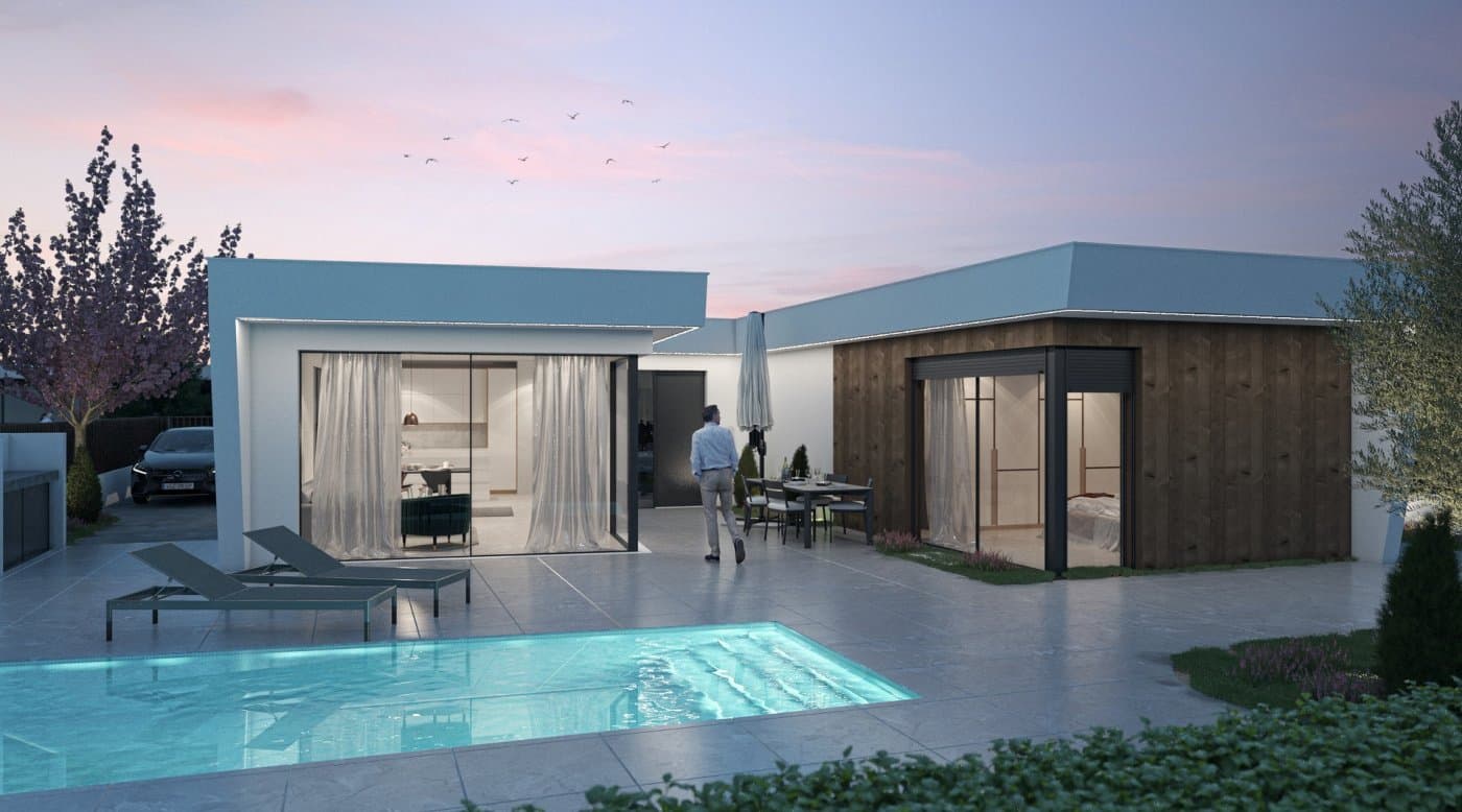 NEW BUILD VILLAS IN ALTAONA GOLF RESORT, MURCIA&#13;&#13; New Build residencial of beautiful villas in Altaona Golf resort, Murcia.&#13;&#13; Located in a privileged environment where we can live quietly, in contact with nature and the mountains, we achieve quality of life, fresh air and open spaces.&#13;&#13; You have 5 models to choose. Villas build on the plots from 320 m2 with 3 bedrooms, 2 bathrooms and a private pool with multiple options where quality is our highest and where we integrate the exterior with the interior of the living place.&#13;&#13; Exclusive New Build residential located in Altaona Golf just 15 minutes by car from the center of Murcia capital and 20 minutes from the beaches you can enjoy the tranquility and security offered by the Golf Course that has 18 holes and the comfort to live close to all services.&#13;&#13; Murcias airport Corvera only 15 minutes drive away.&#13;