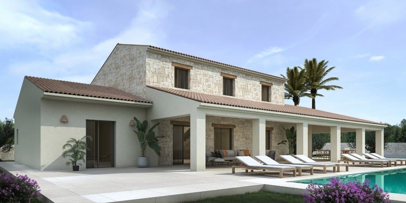 Newly built villa in Teulada with mountain views&#13;&#13; On the ground floor we find a large living-dining area and open plan kitchen, master bedroom with walking wardrobe and bathroom, front terrace with access to the pool.&#13;&#13; On the first floor is 3 bedrooms with fitted wardrobes, 3 bathrooms en suite.&#13;&#13; As well here you have basement of 81m2 with wine celler.&#13;&#13; Villa will be build using high quality materials.&#13;&#13; The kitchen will be chosen by the client, kitchen cabinets, worktop and appliances.&#13;&#13; Air conditioning with climate control system (condense) in the living rooms and bedrooms.&#13; Mitsubishi brand.&#13;&#13; The swimming pool will be built with an outdoor &#13; shower (hot/cold water connection).&#13;&#13; Automatic entrance gate for the cars with remote control and automatic pedestrian door.&#13;&#13; Garden to be chosen by the client.&#13;&#13; Moraira is a small town with with good restaurants, bars and plenty of supermarkets around. &#13;&#13; There is a very pleasant beach right next to town that is great for families. &#13;&#13; The seafront offers tremendous views of Penon Ifach across the bay in Calpe. The coast road getting there is well worth doing with some spectacular views.&#13;&#13; Moraira situated about 1 hour 15 minutes North up the A7 from Alicante airport its fairly easy to get to. It's about the same distance or a little less South from Valencia airport.&#13;