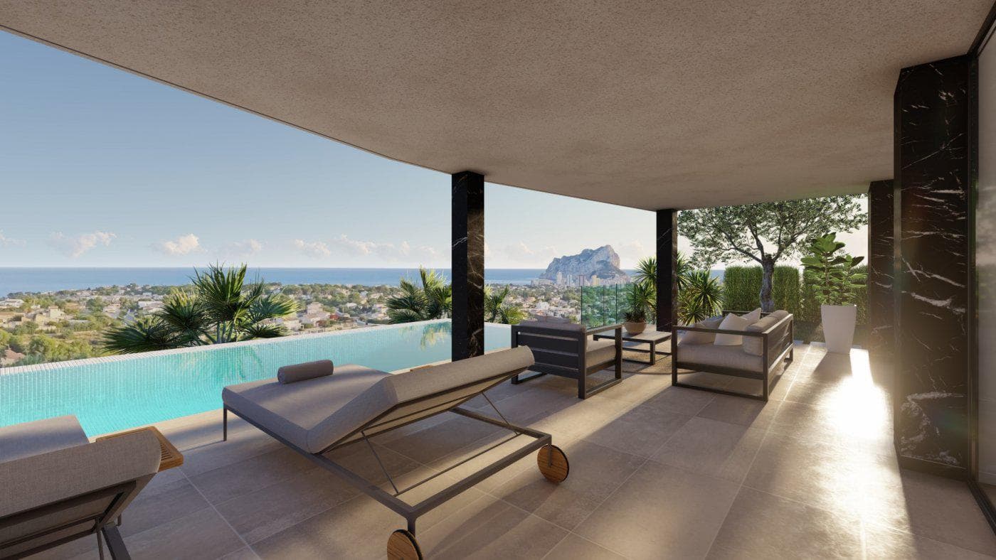 LUXURY VILLA WITH SEA VIEWS IN COASTAL VILLAGE

 Luxury house of 3 floors with wonderful panoramic sea views at Calpe

 On the ground floor there is the living room -dining room, the kitchen with utility room, two bedrooms with en-suite bathrooms, a guest toilet and the terrace.

 On the first floor there is one bedroom, a bathroom and an open terrace.
 On the basement floor there is a large barbecue, covered terrace and a bathroom.
 It also has a private pool and easy maintenance garden.

 The house is located in a very quiet area of the town in Calpe, which enjoys spectacular sea views.
 Very well connected just 5 minutes from the AP-7 motorway and the town center of Calpe, 20 minutes from Benidorm and 45 from the Airport in Alicante. 

 One of the advantages of this location is its wide leisure offer, such as the Ifach Golf Course, the Real Club Náutico de Calpe, the beaches just 10 minutes away and a wide variety of entertainment venues and restaurants.