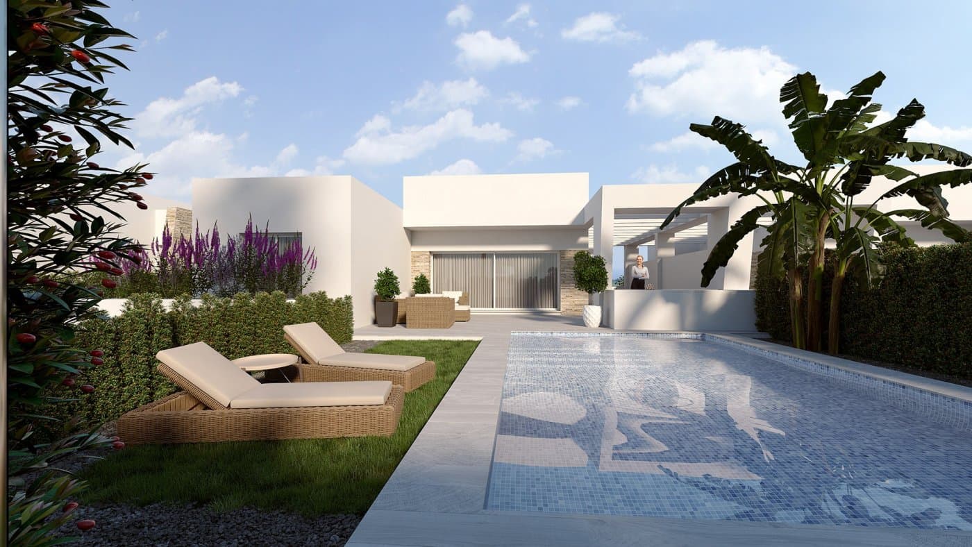 NEW BUILD RESIDENTIAL COMPLEX IN ALGORFA&#13;&#13; New Build residential complex of independent or semi-detached villas and apartments with amazing communal pool and green areas in La Finca Golf course, Algorfa.&#13;&#13; Villas consists of 3 bedrooms, 2 bathrooms, open plan kitchen with the living room, terrace, private garden with swimming pool and parking space.&#13;&#13; The properties are delivered with installed A/C by ducts, underfloor heating and shower screens in bathrooms, walk-in closet in the master bedroom..&#13;&#13; Residential complex located in La Finca Golf resort, in the municipality of Algorfa, in the Vega Baja area of the Costa Blanca South.&#13;&#13; Only 15 minutes drive from the sandy beaches of Guardamar del Segura, and only 35 minutes from Alicante airport.&#13;&#13; The larger towns of Almoradi, Benijófar and Ciudad Quesada are a short drive away.&#13;&#13; Torrevieja and Orihuela Costa, with their large shopping centres, are 15 minutes away.&#13;