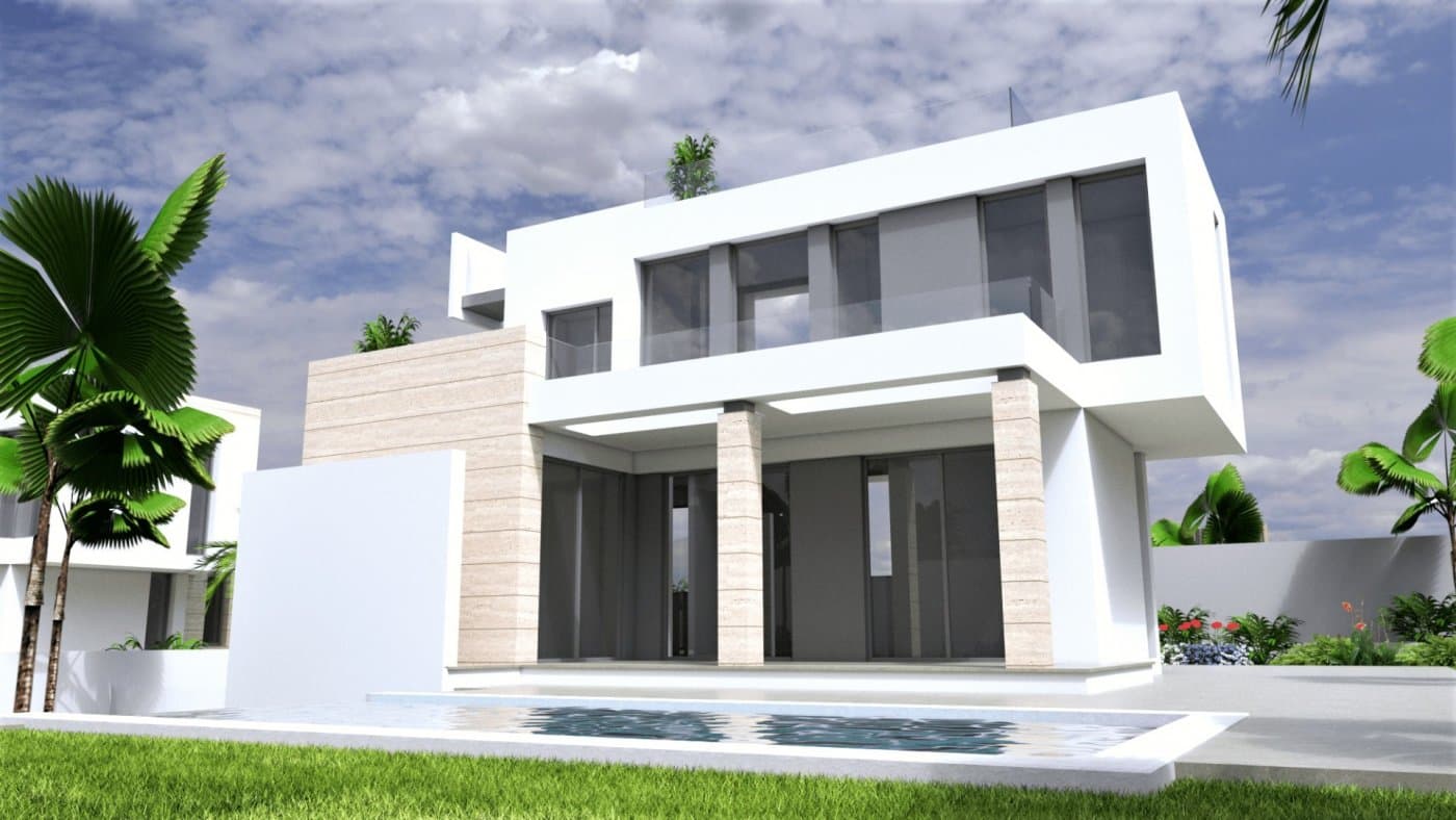 NEW BUILD VILLAS IN TORREVIEJA&#13;&#13;New Build Project of 3 villas in a quiet residential area Aguas Nuevas of Torrevieja, province of Alicante.&#13;&#13;Beautiful villa has 3 bedrooms, 3 bathrooms, living room - dining room - kitchen, 2 terraces, balcony, basement - garage, solarium. &#13;&#13;Villas located 10 minutes walk from the sea, next to the park, shops, restaurants, cafes.&#13;&#13;Torrevieja is a Spanish town in the province of Alicante, on the Costa Blanca. &#13;&#13;It is known for its typically Mediterranean climate and coastline. It has boardwalks with resorts along its sandy beaches. &#13;&#13;The small Museum of the Sea and Salt houses exhibitions on the fishing and salt history of the city. &#13;&#13;In the interior, the Lagunas de La Mata-Torrevieja Natural Park has trails and two salty lagoons, one pink and the other green.&#13;&#13;Alicante airport located 40 minutes away and Murcia airport about 1 hour away.&#13;&#13;