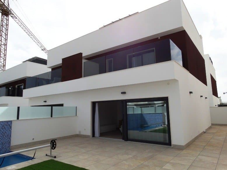 NEW BUILD 4 SEMI-DETACHED VILLAS IN PILAR DE LA HORADADA&#13;&#13;New Build 4 semi-detached villas located in Pilar de la Horadada.&#13;&#13;Villas build over 2 floors and has private solarium, has 3 bedrooms, 3 bathrooms, open plan kitchen with the living room, garden with private pool and parking space.&#13;&#13;Villas located a few meters from all services and the centre.&#13;&#13;Pilar de la Horadada is a typical Spanish village in the most southern part of the Costa Blanca.&#13;&#13;The large main street has supermarkets, lots of shops, restaurants and bars and some lovely squares.&#13;&#13;The beautiful beaches of Torre de la Horadada and Mil Palmeras with fine sand promenade is just 5 minutes away.&#13;&#13;In Pilar de la Horadada there is also a well-developed cycling and walking path network, and there is also a large offer of various sports activities.&#13;&#13;Lo Romero 18 hole golf course is just a short drive from town.&#13;The airports of Corvera (Murcia) and Alicante are respectively 40 and 55 minutes away.&#13;