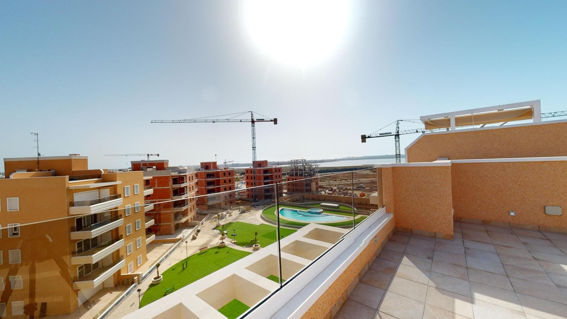 NEW BUILD RESIDENTIAL IN EL RASO, GUARDAMAR DEL SEGURANew Build residential complex of modern style apartment in El Raso, Guardamar del Segura!This apartments have 3 bedrooms, 2 bathrooms, open plan salon with kitchen, ground floor with private garden, middle floor with terrace and top floor with private solarium.Complex with swimming pool, green areas, golf greens, Spa, playground, bio-healthy machines and sports areas.Complex located in green area close to the salt lake, all amenities, walking distance to commercial centre, bars and restaurants.El Raso is a part of Guardamar del Segura.Guardamar del Segura is a town located on the Costa Blanca South. With its 11 kilometres of natural beach and its large pine forest.Guardamar del Segura has a large port with activities throughout the year, it has a large sports centre with paddle tennis, tennis, soccer and a large heated swimming pool that works all year round. It also has a library where there is free wifi and computers.Guardamar del Segura is only 20km away from the Alicante - Elche (El Altet) airport, where there are many flights every day with connections to the main European cities, due to the demand for tourists on the Costa Blanca.