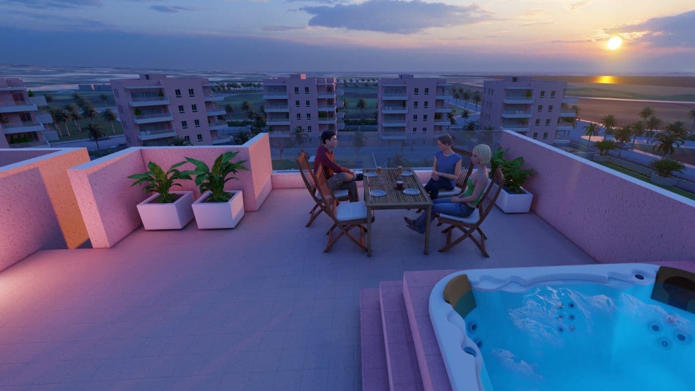 NEW BUILD RESIDENTIAL IN EL RASO, GUARDAMAR DEL SEGURA&#13;&#13;New Build residential complex of modern style apartment in El Raso, Guardamar del Segura!&#13;&#13;This apartments have 3 bedrooms, 2 bathrooms, open plan salon with kitchen, ground floor with private garden, middle floor with terrace and top floor with private solarium.&#13;&#13;Complex with swimming pool, green areas, golf greens, Spa, playground, bio-healthy machines and sports areas.&#13;&#13;Complex located in green area close to the salt lake, all amenities, walking distance to commercial centre, bars and restaurants.&#13;&#13;El Raso is a part of Guardamar del Segura.&#13;&#13;Guardamar del Segura is a town located on the Costa Blanca South. With its 11 kilometres of natural beach and its large pine forest.&#13;&#13;Guardamar del Segura has a large port with activities throughout the year, it has a large sports centre with paddle tennis, tennis, soccer and a large heated swimming pool that works all year round. It also has a library where there is free wifi and computers.&#13;&#13;Guardamar del Segura is only 20km away from the Alicante - Elche (El Altet) airport, where there are many flights every day with connections to the main European cities, due to the demand for tourists on the Costa Blanca.&#13;