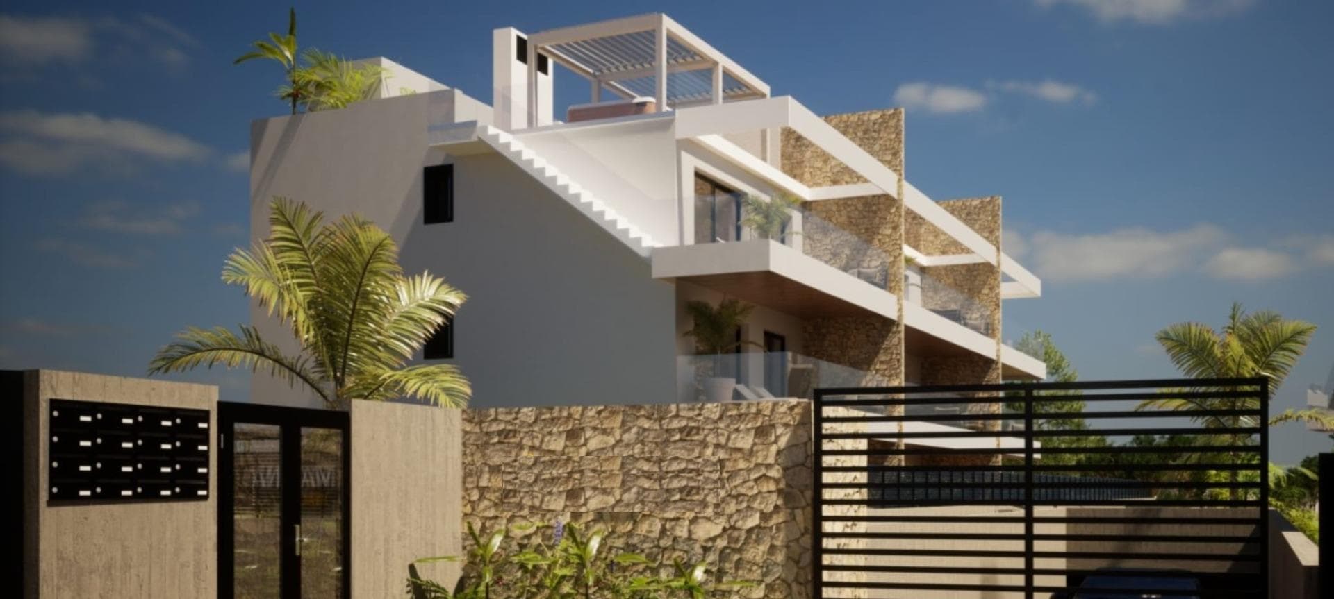 NEW BUILD RESIDENTIAL COMPLEX WITH THE SEA VIEW IN FINESTRAT

New Build Residential complex with the sea views in Finestrat.

Complex made up of 9 blocks of 9 apartments each.
There are 3 types of homes: 27 penthouses with a private solarium, 27 on the first floor with terraces and 27 ground floors with private garden.
All within a private and exclusive environment, to enjoy sports activities
and entertainment.

The houses have their modern and exclusive design, and are equipped with the latest
construction technologies applied to comfort, thermal and acoustic insulation, aerothermal energy, air conditioning, etc.

Designed in a private luxury environment with community pool with separate area for children and adults. Large private garden areas. Gym with jacuzzi, changing rooms and showers. Relaxation area. Children's play area.

From here you can enjoy privileged views of the sea Mediterranean, as well as the fantastic and spectacular Skyline of Benidorm.

Finestrat located in the Marina Baixa region of the Costa Blanca, close to neighbouring Benidorm and about 40 kilometres from the city of Alicante and the international airport.

Benidorm is just a five-minute drive from the properties and offers all the services you would need including shops, bars, restaurants, supermarkets, banks, pharmacies and several private international schools.

Close to the beaches of Levante, Poniente and Cala de Finestrat, with more than 6km in length that are among the best in Europe awarded by the European Union with Blue Flags.

All leisure services such as the theme parks of Aqua Natura, Terra Mítica, Terra Natura, Aqualandia and Mundomar, Sierra Cortina and Villaitana Golf courses, hiking and climbing in Puig Campana an incomparable natural setting or enjoy of nautical sports.
