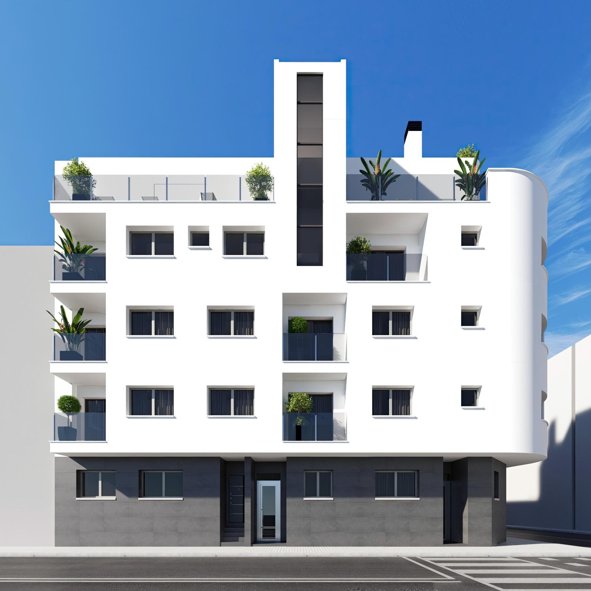NEW BUILD APARTMENTS IN TORREVIEJA&#13;&#13;New Build apartments and penthouses in Torrevieja.&#13;&#13;New Build residential of 12 exclusive 1 and 2 bedrooms, 1 and 2 bathrooms apartments and penthouses, with open plan kitchen and living area, large, fitted wardrobes, fully equipped bathrooms with underfloor heating.&#13;All motorised aluminium blinds.&#13;Armoured entrance door with security lock.&#13;Pre-installation of air conditioning and heating.&#13;&#13;&#13;New Build residential complex with modern design and high quality finishes has a beautiful communal solarium.&#13;&#13;Torrevieja is a Spanish town in the province of Alicante, on the Costa Blanca.&#13;It is known for its typically Mediterranean climate and coastline. It has boardwalks with resorts along its sandy beaches.&#13;&#13;The small Museum of the Sea and Salt houses exhibitions on the fishing and salt history of the city.&#13;&#13;In the interior, the Lagunas de La Mata-Torrevieja Natural Park has trails and two salty lagoons, one pink and the other green.&#13;&#13;Alicante airport located 40 minutes away and Murcia airport about 1 hour away&#13;