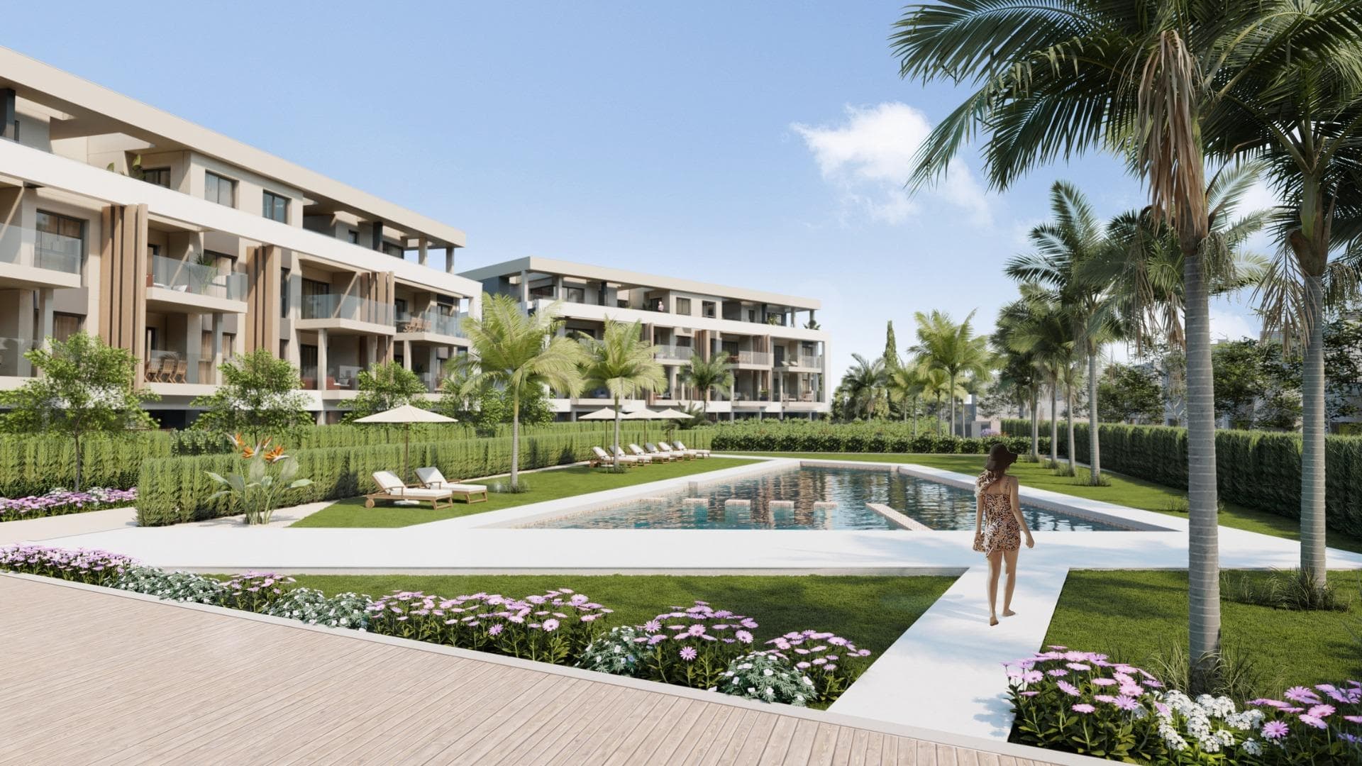 NEW BUILD RESIDENTIAL IN PRIVATE GATED RESORT IN PROVINCE OF MURCIA&#13;&#13;New Build residential complex consist of 42 luxury apartments and penthouses with 2 and 3 bedrooms, 2 bathrooms, open plan kitchen with spacious living room, fitted wardrobes and terraces.&#13;&#13;Apartments on the ground floor having private garden, middle floors apartments with terrace and penthouses with a large private terrace.&#13;&#13;This exclusive development has a landscaped communal area which boasts a fabulous contemporary pool, social club and green areas. &#13;&#13;All apartments come with underground parking and storage room.&#13;&#13;Located in a private gated resort, with a main access entrance and 24 hours security. The resort is designed around an impressive 126.000 m2 green area.&#13;&#13;It comprises walking and cycling paths, sport facilities, paddle and tennis courts, a mini-golf course, gardens, dog parks, leisure areas, clubhouse…. Also in the central area is the jewel of the resort, a crystal-clear artificial lake of almost 17.000m2 of water surface, surrounded by white sandy beaches and palm trees, bringing a piece of the Caribbean to the Murcia Region.&#13;&#13;There are 2 islands in the lake, one of them has its own bar, there are also “beach Chiringuitos” spread around the lake.&#13;&#13;The resort is strategically located less than 4 km from the beach and the town of Los Alcázares, where you can practice various water sports, surrounded by several golf courses and the city of Cartagena less than 15 minutes by car and 22 km from Murcia airport, therefore having a wide cultural, gastronomic and sports offer within reach.&#13;