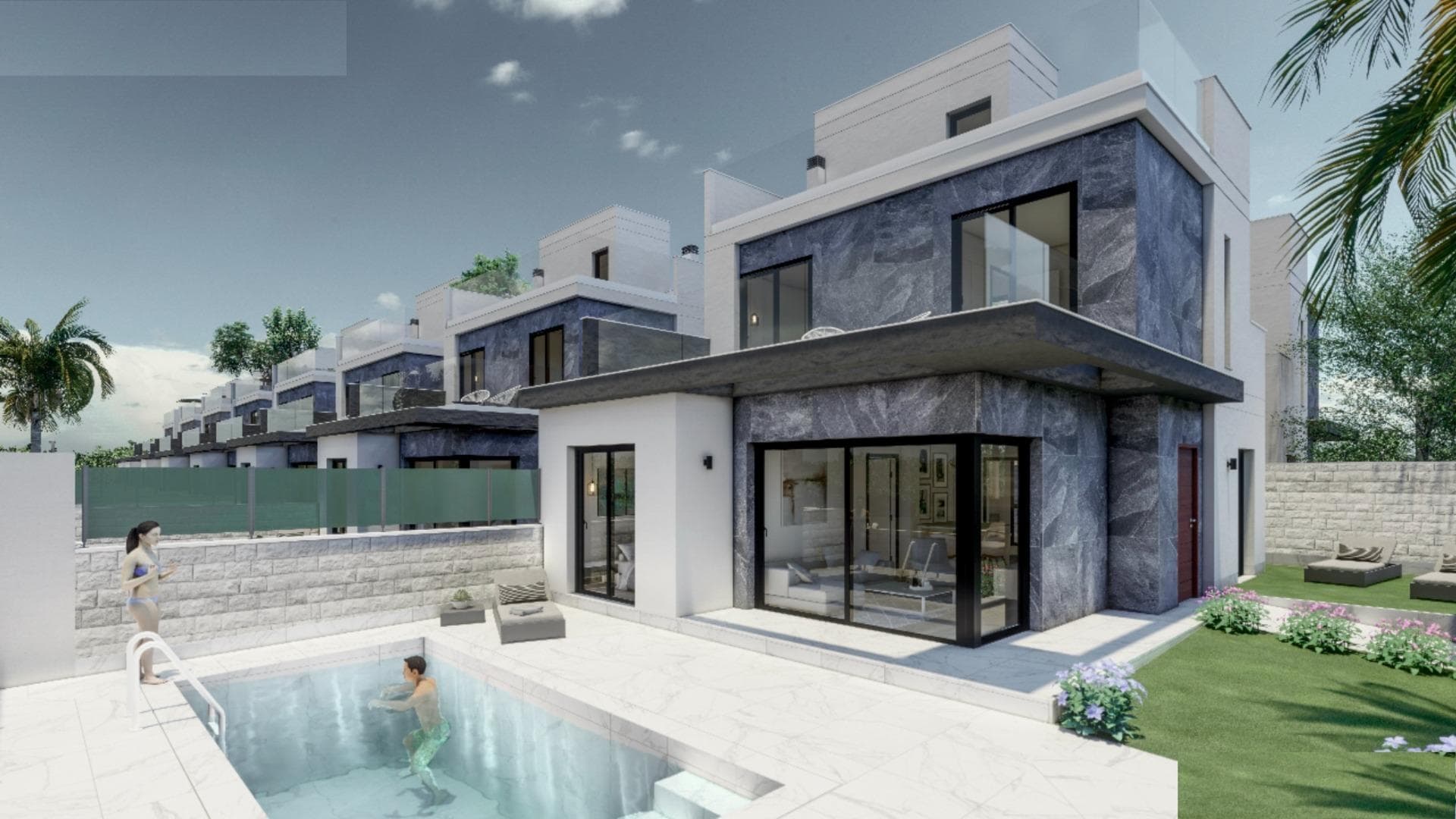 NEW BUILD VILLAS IN PILAR DE LA HORADADA&#13;&#13;New Build villas located in Pilar de la Horadada.&#13;&#13;Villas build over 2 floors has 3 bedrooms, 2 bathrooms, guest toilet, open plan kitchen with the living room, basement, terrace and solarium, garden with private pool.&#13;Private parking in the basement.&#13;&#13;Fitted wardrobes in bedrooms with floor to ceiling white lacquered doors equipped with drawers, hanging rails and high storage area. Furnished dressing room.&#13;&#13;Pre-installation of air conditioning (split) in bedrooms and in lounge. Installation of underfloor heating throughout the house.&#13;&#13;Villas located a few meters from all services and the centre.&#13;&#13;Pilar de la Horadada is a typical Spanish village in the most southern part of the Costa Blanca.&#13;&#13;The large main street has supermarkets, lots of shops, restaurants and bars and some lovely squares.&#13;&#13;The beautiful beaches of Torre de la Horadada and Mil Palmeras with fine sand promenade is just 5 minutes away.&#13;&#13;In Pilar de la Horadada there is also a well-developed cycling and walking path network, and there is also a large offer of various sports activities.&#13;&#13;Lo Romero 18 hole golf course is just a short drive from town.&#13;The airports of Corvera (Murcia) and Alicante are respectively 40 and 55 minutes away.&#13;