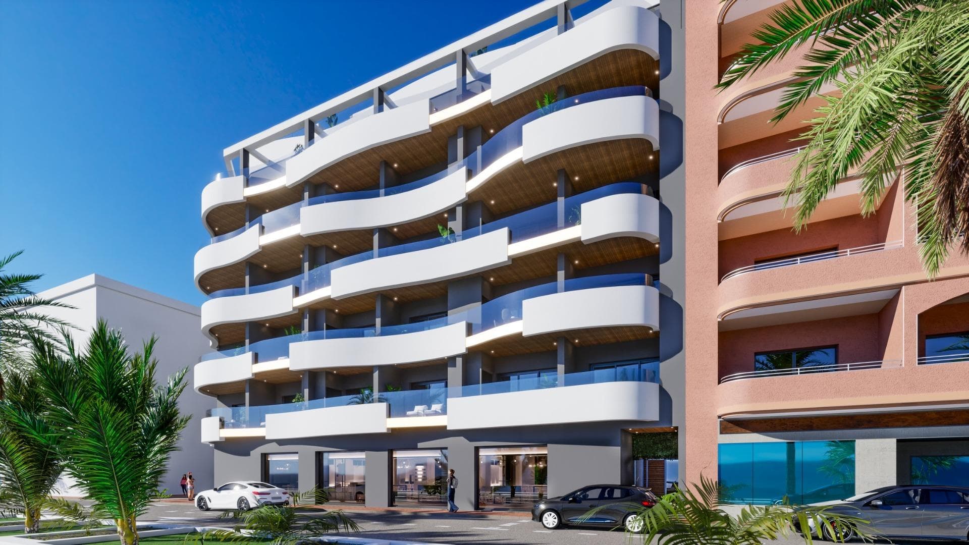 NEW BUILD APARTMENTS IN TORREVIEJANew Build avant-garde design five-storey development in Torrevieja with 34 exclusive properties offers a variety of living options, from stylish apartments to penthouses with breathtaking panoramic views.Every corner of residential has been carefully planned to maximise space and natural light, creating bright and welcoming environments that invite well-being. Residential majestically located in the heart of Torrevieja, consolidating itself as a residential development full of elegance and modernity. Its strategic location ensures that residents will feel part of this amazing city with easy access to a variety of services and attractions.It is a unique opportunity to invest in a sophisticated lifestyle in the heart of Torrevieja!Its unrivalled location, avant-garde design and meticulous attention to detail ensure that this residential development is much more than a place to live: it is a home where dreams take shape and life is lived to the fullest.Torrevieja is a Spanish town in the province of Alicante, on the Costa Blanca.It is known for its typically Mediterranean climate and coastline. It has boardwalks with resorts along its sandy beaches.The small Museum of the Sea and Salt houses exhibitions on the fishing and salt history of the city.In the interior, the Lagunas de La Mata-Torrevieja Natural Park has trails and two salty lagoons, one pink and the other green.Alicante airport located 40 minutes away and Murcia airport about 1 hour away.