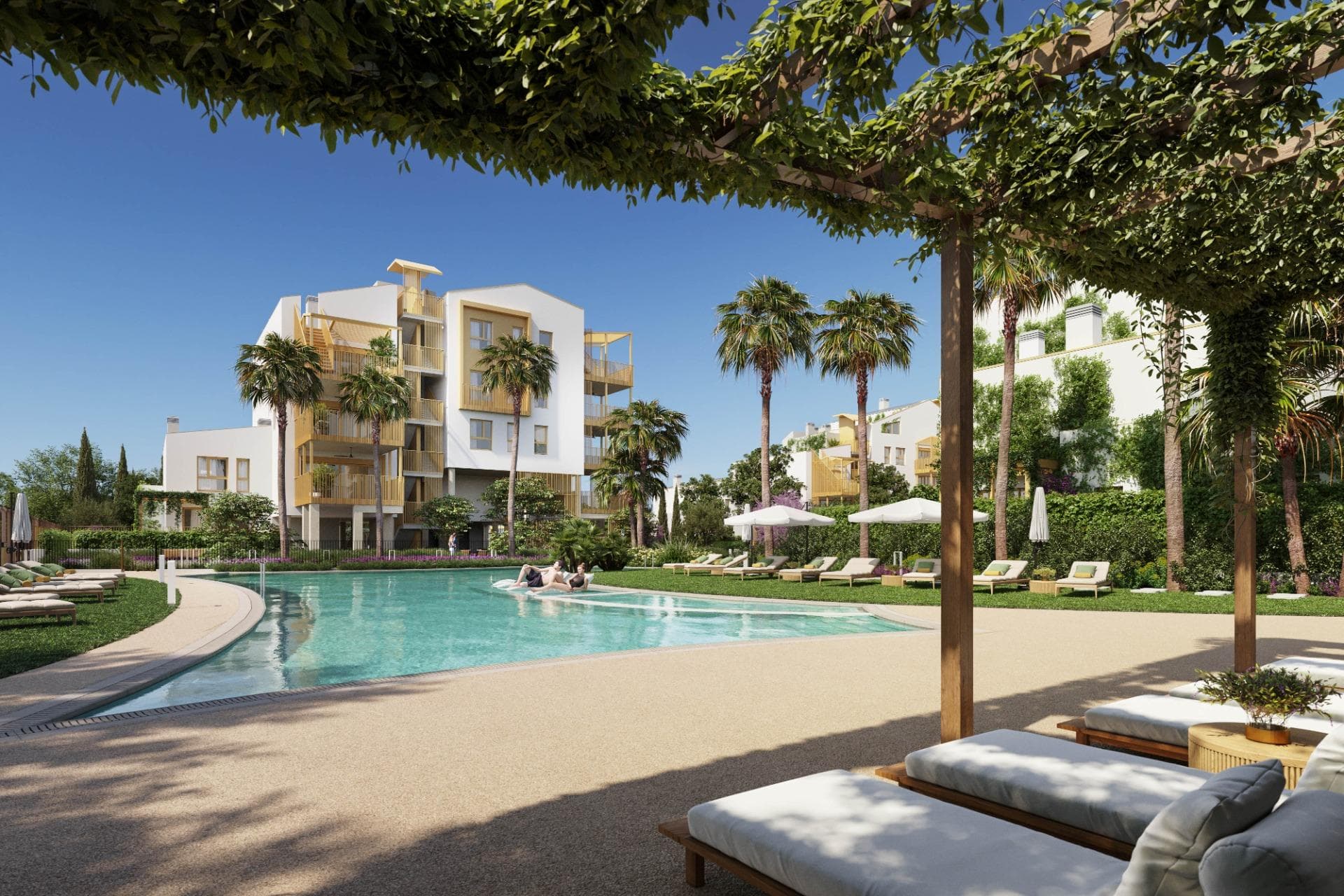 NEW BUILD RESIDENTIAL IN EL VERGEL&#13;&#13;New Build residential complex of 1, 2 and 3 bedrooms apartments and penthouses in El Vergel designed as compact structures a response to the architects and designers constant pursuit of efficiency in the development. These decisions, spread throughout the various key points of the residential area, ensure that your home stays at the right temperature both in winter and summer.&#13;&#13;The main feature of the properties will be their large terraces. With regular proportions, they are the ideal spaces for outdoor living. The integration of the living room with these spacious terraces will unite your home as a livable volume where the interior merges with the exterior.&#13;&#13;Moreover, the construction in the area is planned to have minimal impact. The careful selection of construction materials has allowed you to enjoy the extraordinary views offered by the natural environment of residential complex permanently.&#13;&#13;Properties organized around a living room open to a terrace-bedroom. Live inside and outside the house.&#13;&#13;The common areas of this complex embody a deeply natural spirit. As you walk through different areas, you’ll find ideal spaces for strolling, engaging in sports activities, and, above all, using bicycles.&#13;&#13;Gather with your partner, family, or friends at the social clubs; enjoy open squares protected from the sun and unwind in cool spots where vegetation thrives and air constantly circulates.&#13;&#13;What else? Take note: ample and numerous swimming pools scattered throughout the residential area, sensory gardens, spaces for yoga practice, self-consumption vegetable gardens, bicycle workshops, and pet washing zones.&#13;&#13;Always seeking the utmost respect for nature, the project is conceived with brilliant sustainable strategies: rainwater collection, channeling, and reuse systems that will give life to a lush sustainable ecosystem; refreshing gardens with native species that require minimal maintenance; large surfaces of photovoltaic panels for self-consumption energy generation; even multiple charging stations for electric mobile vehicles.&#13;&#13;Luxury is having everything you need while respecting the surrounding ecosystem.​&#13;&#13;All residents of this complex will have access to the Beach Club on the beachfront. Space, where they can organize their own events, have a charging point and parking for electric bikes, store nautical equipment, lockers, and take a shower or dip in the pool after enjoying the sea.&#13;A gateway to the sea on the shores of La Almadraba beach in Denia.&#13;&#13;Just a few meters from La Almadraba beach in El Verger and a few kilometers from Denia, a project is born that defies convention. Its intention is nothing less than making the impossible a reality: a residential development that aspires to become a sustainable, healthy, and respectful community.&#13;