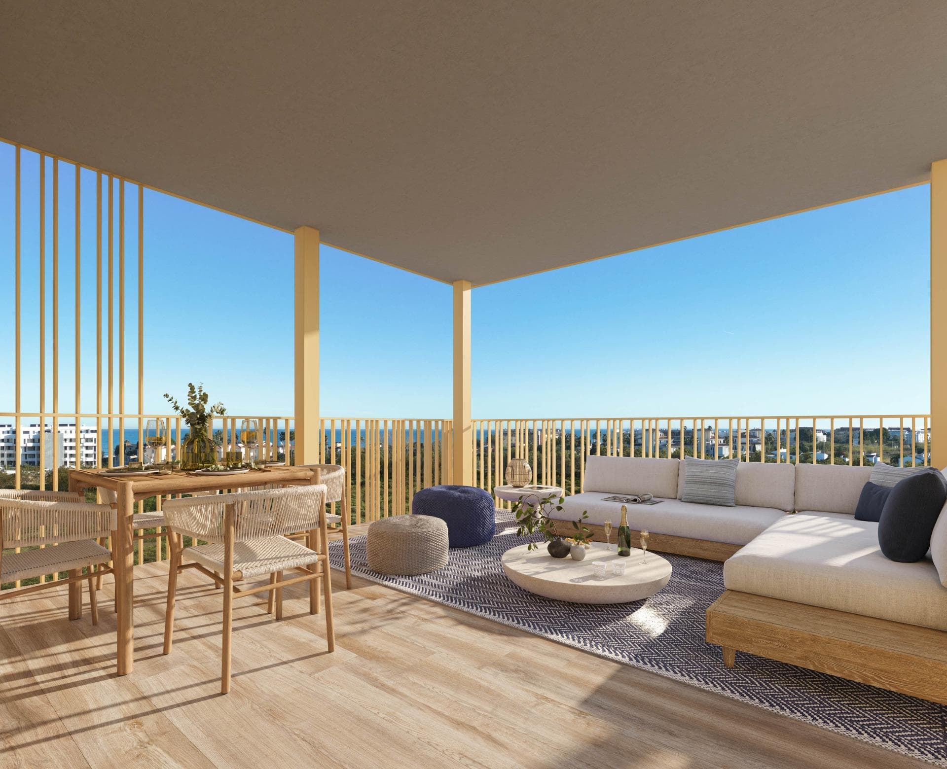 NEW BUILD RESIDENTIAL IN EL VERGEL&#13;&#13;New Build residential complex of 1, 2 and 3 bedrooms apartments and penthouses in El Vergel designed as compact structures a response to the architects and designers constant pursuit of efficiency in the development. These decisions, spread throughout the various key points of the residential area, ensure that your home stays at the right temperature both in winter and summer.&#13;&#13;The main feature of the properties will be their large terraces. With regular proportions, they are the ideal spaces for outdoor living. The integration of the living room with these spacious terraces will unite your home as a livable volume where the interior merges with the exterior.&#13;&#13;Moreover, the construction in the area is planned to have minimal impact. The careful selection of construction materials has allowed you to enjoy the extraordinary views offered by the natural environment of residential complex permanently.&#13;&#13;Properties organized around a living room open to a terrace-bedroom. Live inside and outside the house.&#13;&#13;The common areas of this complex embody a deeply natural spirit. As you walk through different areas, you’ll find ideal spaces for strolling, engaging in sports activities, and, above all, using bicycles.&#13;&#13;Gather with your partner, family, or friends at the social clubs; enjoy open squares protected from the sun and unwind in cool spots where vegetation thrives and air constantly circulates.&#13;&#13;What else? Take note: ample and numerous swimming pools scattered throughout the residential area, sensory gardens, spaces for yoga practice, self-consumption vegetable gardens, bicycle workshops, and pet washing zones.&#13;&#13;Always seeking the utmost respect for nature, the project is conceived with brilliant sustainable strategies: rainwater collection, channeling, and reuse systems that will give life to a lush sustainable ecosystem; refreshing gardens with native species that require minimal maintenance; large surfaces of photovoltaic panels for self-consumption energy generation; even multiple charging stations for electric mobile vehicles.&#13;&#13;Luxury is having everything you need while respecting the surrounding ecosystem.​&#13;&#13;All residents of this complex will have access to the Beach Club on the beachfront. Space, where they can organize their own events, have a charging point and parking for electric bikes, store nautical equipment, lockers, and take a shower or dip in the pool after enjoying the sea.&#13;A gateway to the sea on the shores of La Almadraba beach in Denia.&#13;&#13;Just a few meters from La Almadraba beach in El Verger and a few kilometers from Denia, a project is born that defies convention. Its intention is nothing less than making the impossible a reality: a residential development that aspires to become a sustainable, healthy, and respectful community.&#13;