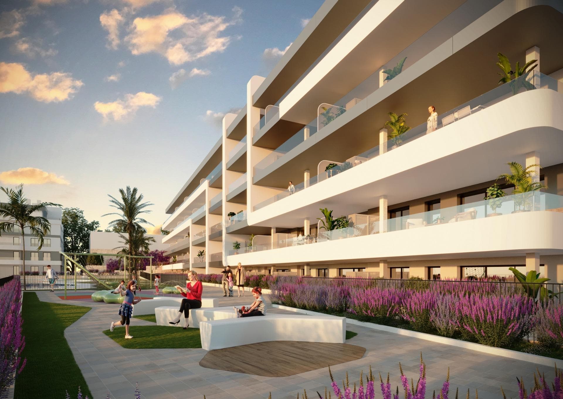 NEW BUILD RESIDENTIAL COMPLEX NEAR MUTXAMEL&#13;&#13;Come and live in a complex in an area with a high quality of life, located on the Bonalba golf course with stunning sea views near Mutxamel, a short distance from the Alicante Airport, the city of Alicante and the beaches..&#13;&#13;Residential complex has 2 and 3 bedrooms apartments with large terraces, and 2, 3 and 4 bedrooms villas. A dream home where you will create the best memories of your life.&#13;Exclusive homes with all the necessary amenities close at hand. Unwind after a long working day in the swimming pool of the complex. Every nook and cranny has been developed with attention to detail. You’ll want to invite friends and family to enjoy your spacious two, three or four-bedroom home every weekend.&#13;&#13;Enjoy the life of your dreams at the complex: morning runs; a relaxing swim in the complex pool; a charming meal with friends and family in the Social Club; and an afternoon’s fun with the kids in the children’s areas. And all this in exclusive surroundings a few steps away from a relaxing game of golf.&#13;&#13;Whether alone, with your pet or with your loved ones, every spot you visit is designed to provide visual comfort and to keep you and your loved ones safe. During your strolls through the communal areas of the complex, you may find:&#13;A large fountain finished in blue tiles.&#13;A poolside area with natural grass.&#13;Furniture spread throughout the plot on which to rest and contemplate the views of the complex.&#13;Small areas of artificial lawn and ceramics with lustrous wood tone.&#13;The complex is fully fenced off with video intercom for your safety and the safety of those who matter most to you.&#13;&#13;Buildings and architecture with great elegance and contemporary style that will captivate you.&#13;&#13;As if enjoying a space with impeccable style was not enough, your new home next to the Bonalba golf course will have large terraces equipped with glass railings allowing you to take in the sea views in impeccable detail. Just imagine waking up every morning to face the extraordinary Alicante dawn. Have breakfast in the best light in Spain: the light of the Mediterranean.&#13;