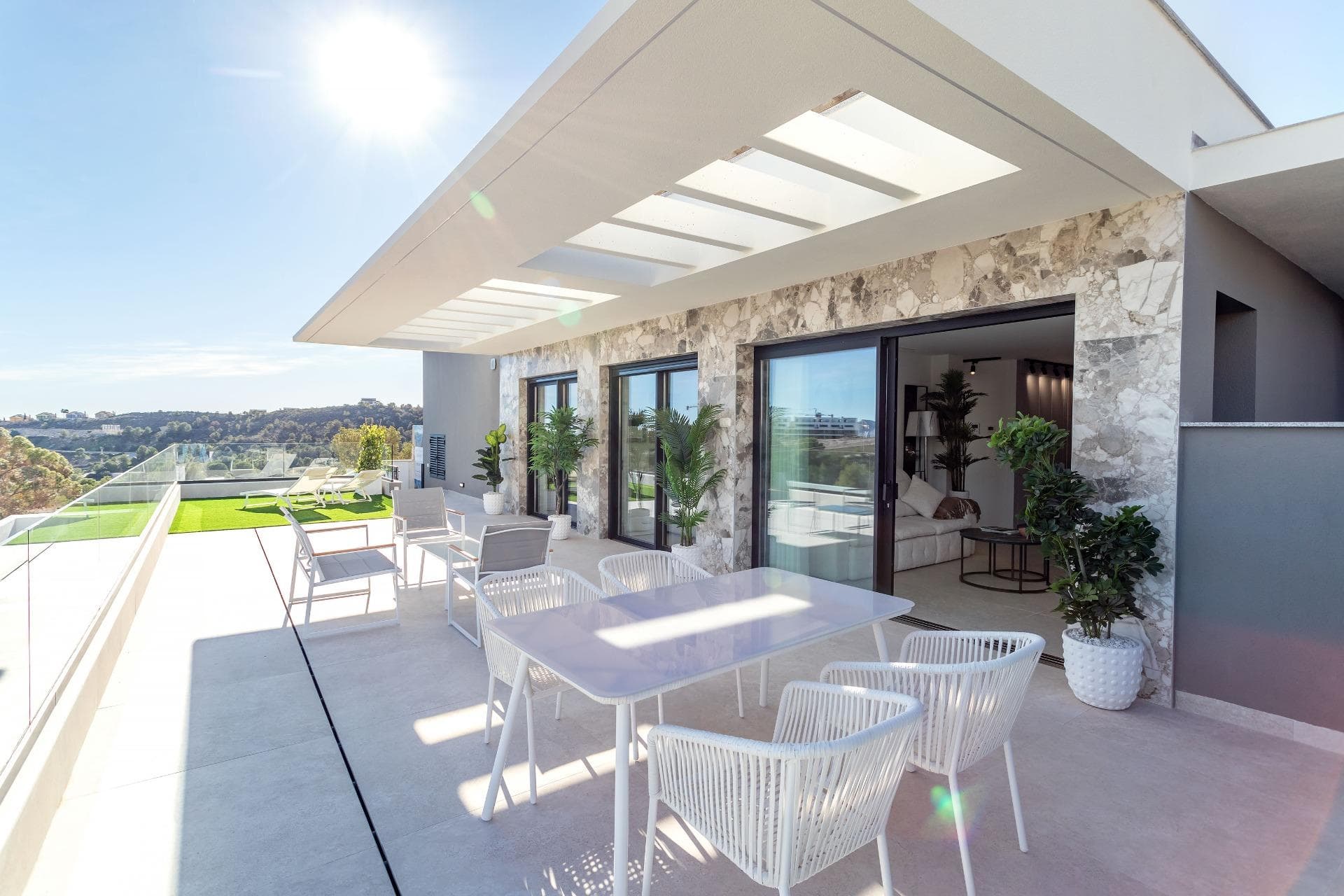 NEW BUILD RESIDENTIAL COMPLEX IN FINESTRAT&#13;&#13;New Build unique and exclusive residential complex in Balcon de Finestrat.&#13;&#13;This complex of modern apartments and penthouses all with 2 bedrooms, 2 bathrooms, open plan kitchen with the living and dining area and terraces.&#13;Penthouses with private solarium. &#13;&#13;Each property has underground parking space and storage room.&#13;&#13;Gated residential complex with communal swimming pool to enjoy one of the best locations on the Costa Blanca. It is a great opportunity and privilege to be able to live with this environment of golf and beach, close to all amenities of all services considered one of the best places to invest.&#13;&#13;Finestrat located in the Marina Baixa region of the Costa Blanca.&#13;Benidorm is just a five-minute drive from the properties and offers all the services you would need including shops, bars, restaurants, supermarkets, banks, pharmacies and several private international schools.&#13;&#13;Close to the beaches of Levante, Poniente and Cala de Finestrat, with more than 6km in length that are among the best in Europe awarded by the European Union with Blue Flags.&#13;&#13;All leisure services such as the theme parks of Aqua Natura, Terra Mítica, Terra Natura, Aqualandia and Mundomar, Sierra Cortina and Villaitana Golf courses, hiking and climbing in Puig Campana an incomparable natural setting or enjoy of nautical sports.&#13;&#13;Distance to the sea 4 km, to the airport 26 km and to the golf 1km.&#13;&#13;Complex located 40 minutes from Alicante airport.&#13;