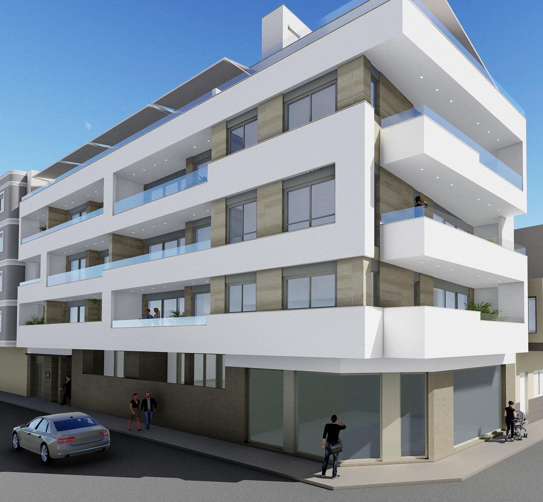 NEW BUILD RESIDENTIAL IN TORREVIEJA&#13;&#13;New Build residential just 5 minutes walk from Los Locos beach, in the centre of Torrevieja.&#13;&#13;This residential has 16 properties, with 1, 2 or 3 bedrooms and 1 and 2 bathrooms, all with terraces from 7m2 to 55m2, facing South or West, with community solarium, jacuzzi, chillaut area and sauna. &#13;An options underground parking space at an extra cost.&#13;&#13;Torrevieja is a Spanish town in the province of Alicante, on the Costa Blanca.&#13;It is known for its typically Mediterranean climate and coastline. It has boardwalks with resorts along its sandy beaches.&#13;&#13;The small Museum of the Sea and Salt houses exhibitions on the fishing and salt history of the city.&#13;&#13;In the interior, the Lagunas de La Mata-Torrevieja Natural Park has trails and two salty lagoons, one pink and the other green.&#13;&#13;Alicante airport located 40 minutes away and Murcia airport about 1 hour away.&#13;