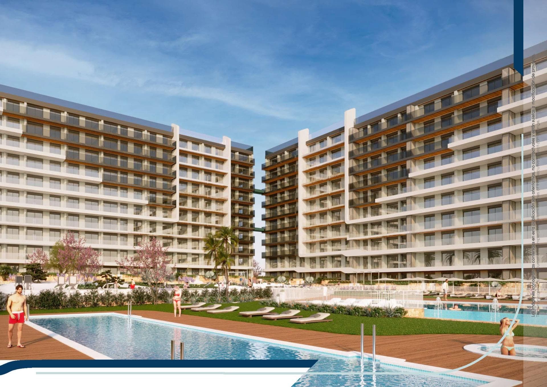 NEW BUILD RESIDENTIAL COMPLEX IN PUNTA PRIMA&#13;&#13;New Build residential complex of 220 apartments in Punta Prima, Torrevieja.&#13;&#13;Apartments with 2 and 3 bedrooms and 2 bathrooms, open plan kitchen with living room, fitted wardrobes, all of them with large terraces.&#13;&#13;Ground floor apartments with garden and penthouses with solarium. &#13;&#13;All homes are delivered with an underground parking space.&#13;&#13;The residential has garden areas with swimming pools and paddle tennis court. Children can enjoy their own children's pool, as well as a children's play area.&#13;&#13;Punta Prima, located just 5 km from Torrevieja, is characterized by good communication and health infrastructures, the proximity to Alicante airport, and the number of services open throughout the year.&#13;&#13;Just 10 km away we can find the golf courses of Villamartín, Campoamor, Las Ramblas, Las Colinas and Lo Romero, as well as the commercial centres of La Zenia and Habaneras.&#13;
