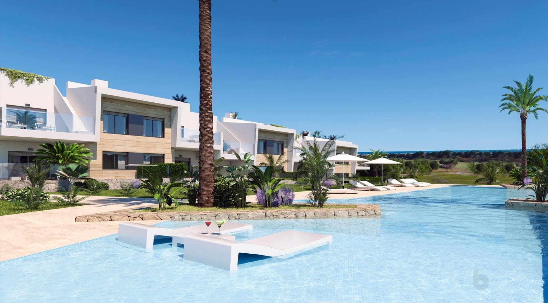 NEW BUILD RESIDENTIAL COMPLEX IN PILAR DE LA HORADADA ON THE GOLF COURSE 

New Build residential is the perfect place to enjoy the Mediterranean lifestyle alongside golf.
An exclusive residential complex of apartments, all with terraces, on the ground floor plus garden and penthouses plus solarium, designed to offer maximum space, light and comfort. 
In addition, the properties will have a parking space, community pool and garden area.

The sophisticated and modern architecture used, as well as its careful selection of qualities, make our homes unique projects, aimed at demanding clients, who are looking for a good investment and quality of life.

Lo Romero Golf Resort is located in a privileged area of the municipality of Pilar de la Horadada (Alicante), in the heart of the Costa Blanca. 
The 18-hole golf course is close to beautiful beaches with crystal-clear waters and is perfectly connected by road to the cities of Alicante and Murcia, as well the airports of Corvera (Murcia) and Alicante are respectively 40 and 55 minutes away.

Pilar de la Horadada is a typical Spanish village in the most southern part of the Costa Blanca.

The large main street has supermarkets, lots of shops, restaurants and bars and some lovely squares.

The beautiful beaches of Torre de la Horadada and Mil Palmeras with fine sand promenade is just 5 minutes away.
