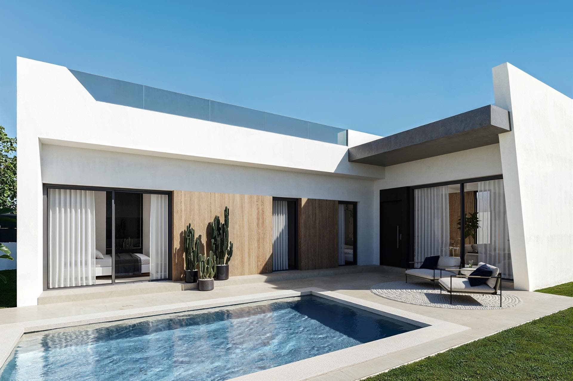NEW BUILD VILLAS IN SAN MIGUEL DE SALINAS&#13;&#13;New Build detached villas located in San Miguel de Salinas.&#13;&#13;Modern designs villas created to enjoy the Spanish sun.&#13;&#13;Villas build over 1 floor, has 3 bedrooms, 2 bathrooms, open plan kitchen with spacious living room, fitted wardrobes, terrace and private solarium.&#13;&#13;Each villa has an independent plot with parking space.&#13;An options for a private pool at an extra cost.&#13;&#13;San Miguel de Salinas located close to the Las Colinas and Campoamor golf courses, offers exceptional views of the Torrevieja and La Mata lagoons.&#13;&#13;San Miguel de Salinas is a municipality in the Valencian Community, Spain. Located in the south of the province of Alicante, in the region of Vega Baja del Segura near the Region of Murcia.&#13;&#13;Alicante airport located 35 minutes drive away and Murcias Corvera airport is about 1 hour drive away.&#13;