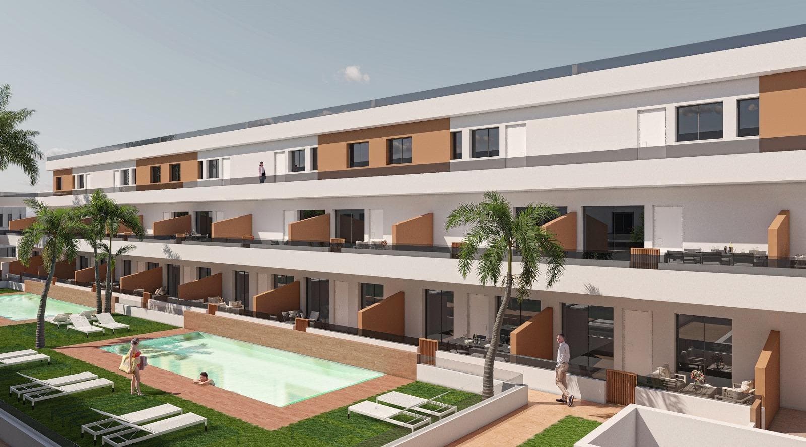 NEW BUILD RESIDENTIAL COMPLEX IN PILAR DE LA HORADADA&#13;&#13;New Build residential of apartments and penthouses in Pilar de la Horadada.&#13;&#13;Ground floor and middle floor apartments with large terraces and top floor penthouses with private solariums.&#13;&#13;Modern properties with 2 and 3bedrooms, 2 bathrooms, open plan kitchen with spacious living room, fitted wardrobes. Each property has parking space and storage room.&#13;&#13;Everything at your fingertips so that you can enjoy an excellent location.&#13;&#13;Pilar de la Horadada is a typical Spanish village in the most southern part of the Costa Blanca.&#13;&#13;The large main street has supermarkets, lots of shops, restaurants and bars and some lovely squares.&#13;&#13;The beautiful beaches of Torre de la Horadada and Mil Palmeras with fine sand promenade is just 5 minutes away.&#13;&#13;The airports of Corvera (Murcia) and Alicante are respectively 40 and 55 minutes away.&#13;