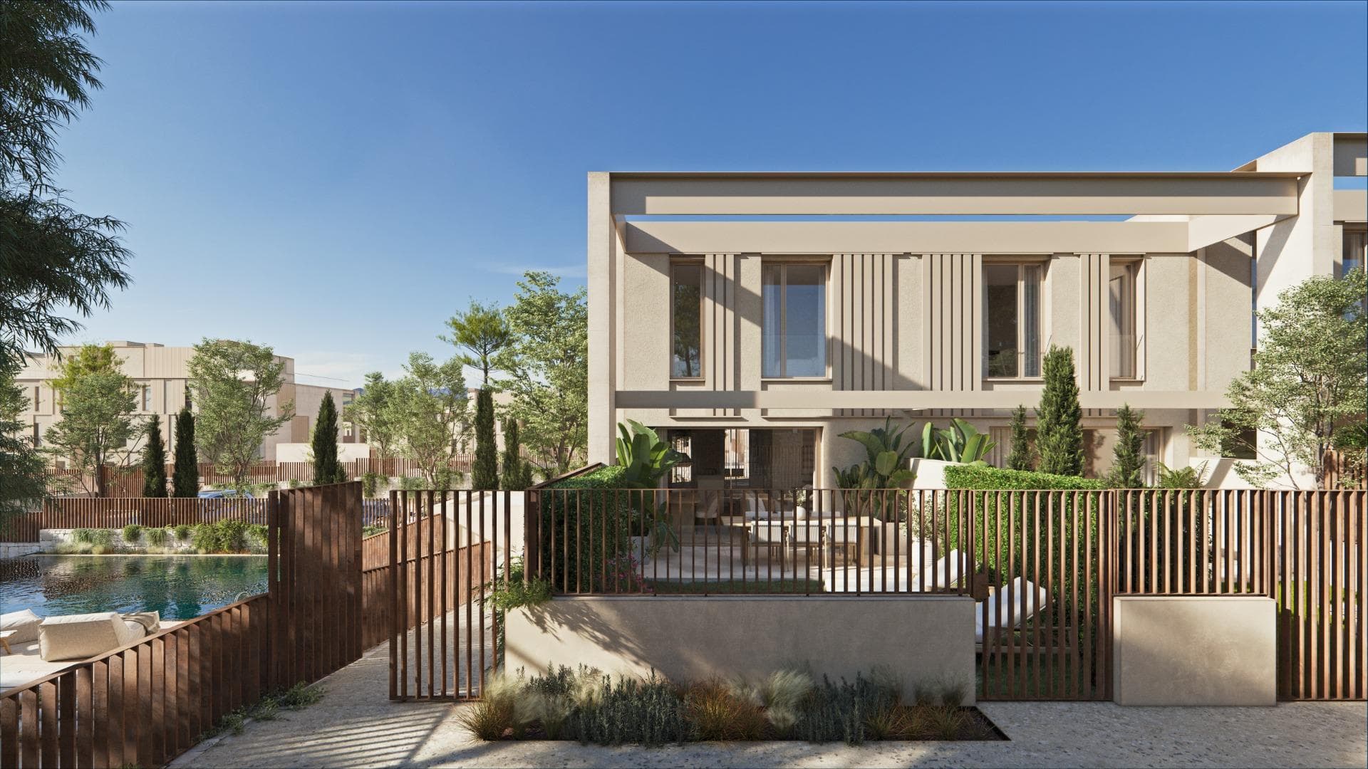 NEW BUILD TOWNHOUSES IN GODELLA, VALENCIA

New Build residential of 17 townhouses with a common garden area and a swimming pool near Valencia in Godella.

Modern townhouses with 4 bedrooms, 3 bathrooms, open plan kitchen with spacious living room, fitted wardrobes, terrace.
Each property has parking space.

 The sector where the developments are located is perfectly communicated, close to roads that connect your new home to Valencia in a few minutes, with quick access to the A-7 motorway and very close to the metro/tram station and city buses.

Only 8 km from the centre of Valencia and the airport, with tram and bus stops, nearby shopping centres, several international schools and the Burjassot university campus within walking distance, and at the same time, away from the hustle and bustle of the city centre, make this enclave an ideal place to establish your residence close to the city of Valencia.