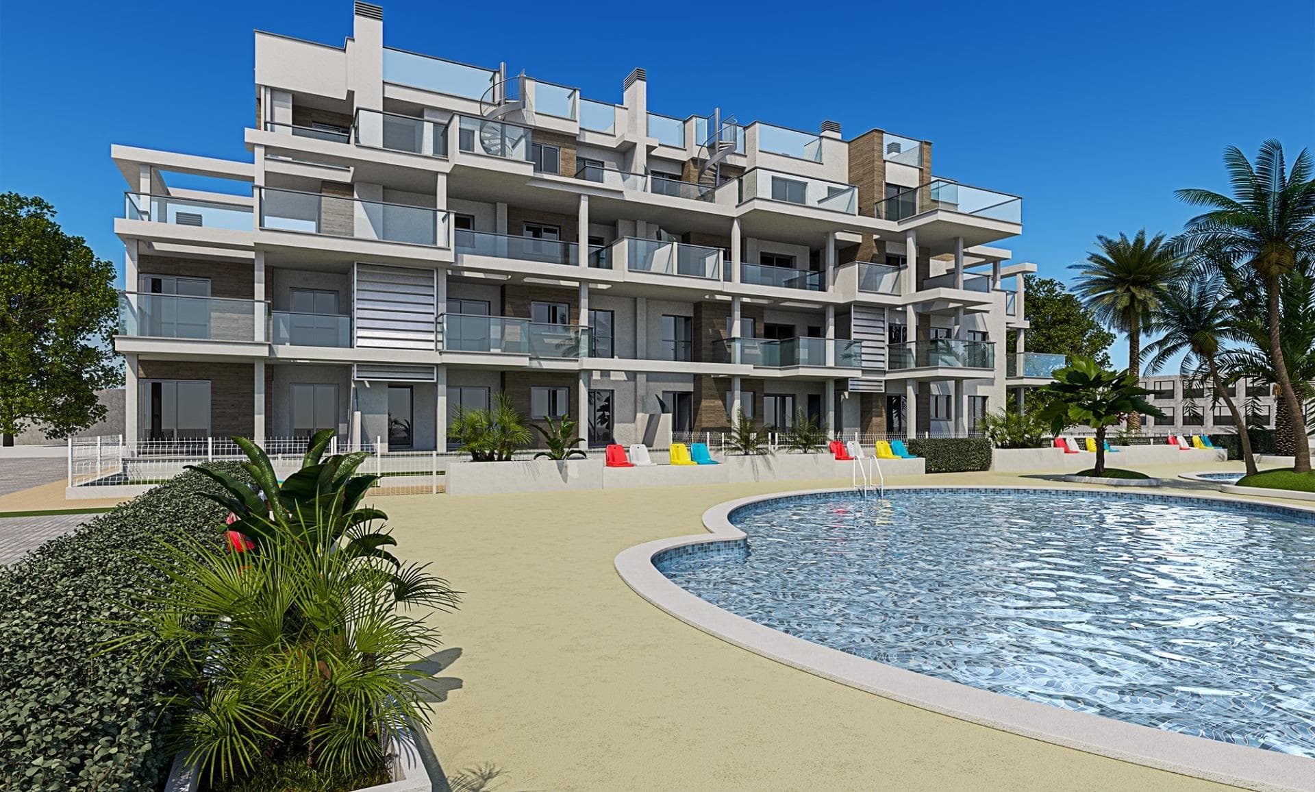 NEW BUILD RESIDENTIAL IN DENIANew Build residential will have 29 beautiful apartments with communal swimming pool. New build apartments with 2 or 3 bedrooms, 2 bathrooms, garden or solarium and parking area. They also will have laundry area, a pre-installation for air conditioning.In an unbeatable location, 2 Km to the town centre, and 100 m to the beach.Denia is a popular seaside resort located on the Costa Blanca close the City of Alicante and overlooked by the Montgo mountain range.The town has one of the most important ports and marinas in the region with a large fishing fleet and ferry connections to Ibiza and Majorca, the port and marina have made Denia quite a prosperous town over the past 40 years.With an average temperature of 20-C Denia is an ideal holiday or all year living destination, an attractive resort with a captivating old town, fine restaurants, and glorious beaches stretching for many kilometres.Denia located 1hour from Alicante and Valencias airports.