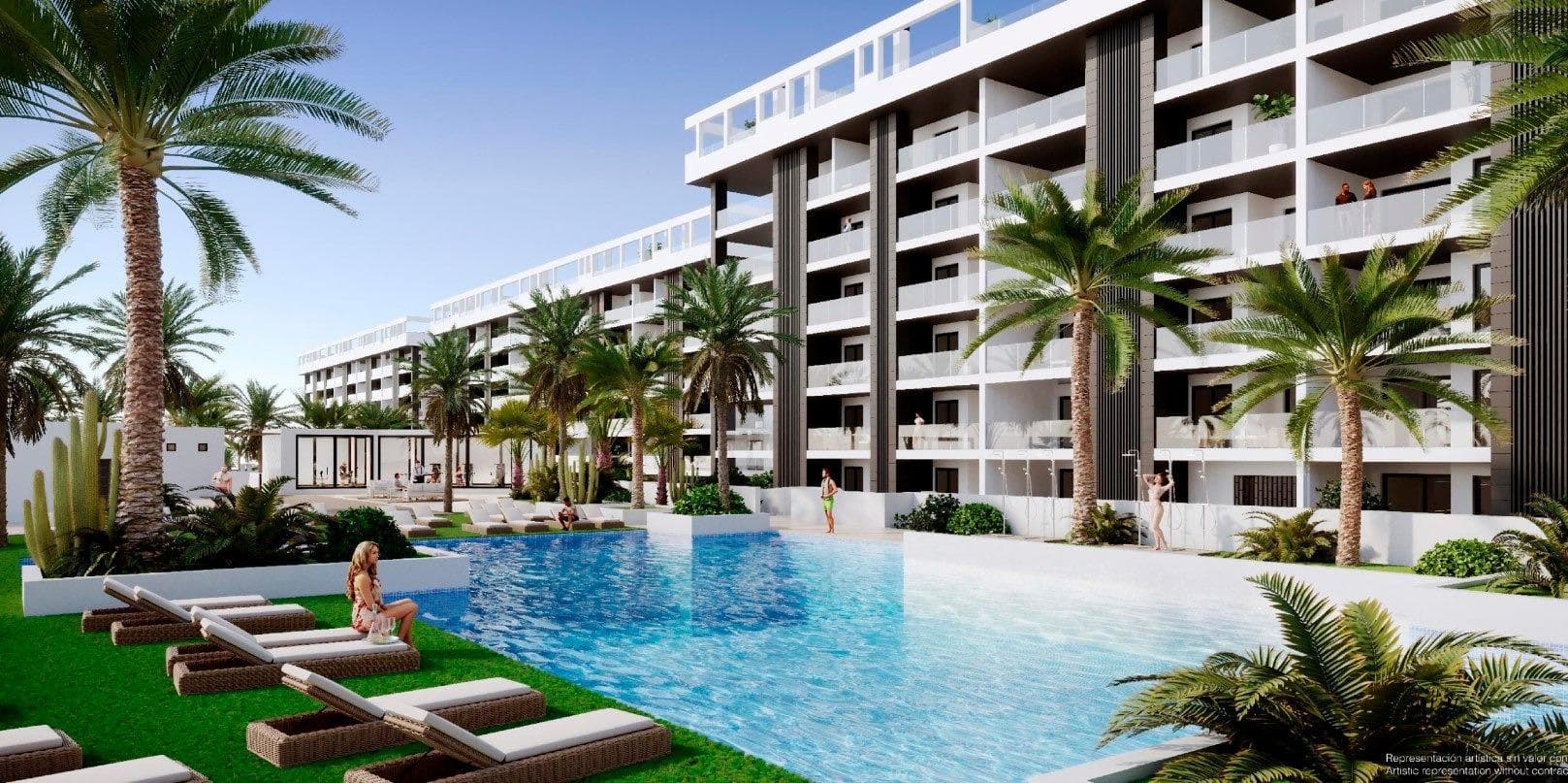 NEW BUILD GATED URBANIZATION IN TORREVIEJA ONLY 700M FROM THE BEACH&#13;&#13;New Build residential complex of 362 apartments with large community areas in Torrevieja.&#13;&#13;You can choose between luxury 2 bedrooms and 2 bathrooms apartments , 3 bedrooms and 2 bathrooms penthouses with private solarium and 2 bedroom, 2 bathroom ground floor apartments with private garden.&#13;&#13;-Modern designs and quality finishes and materials&#13;-Almost all apartments will have sea views&#13;-All apartments comes with large front terraces facing the community areas&#13;-Communal areas with two swimming pools for adults, children's pool, children's area, gym, sports area and spa,&#13;bicycle parking and vehicle parking area&#13;-700 meters to La Mata Beach, 10 minutes walking&#13;-In front of Torremarina Shopping Center with Mercadona, restaurants, cafes and other shops&#13;&#13;Torrevieja is a Spanish town in the province of Alicante, on the Costa Blanca. &#13;&#13;It is known for its typically Mediterranean climate and coastline. It has boardwalks with resorts along its sandy beaches. &#13;&#13;The small Museum of the Sea and Salt houses exhibitions on the fishing and salt history of the city. &#13;&#13;In the interior, the Lagunas de La Mata-Torrevieja Natural Park has trails and two salty lagoons, one pink and the other green.&#13;Alicante airport located 40 minutes away and Murcia airport about 1 hour away.&#13;
