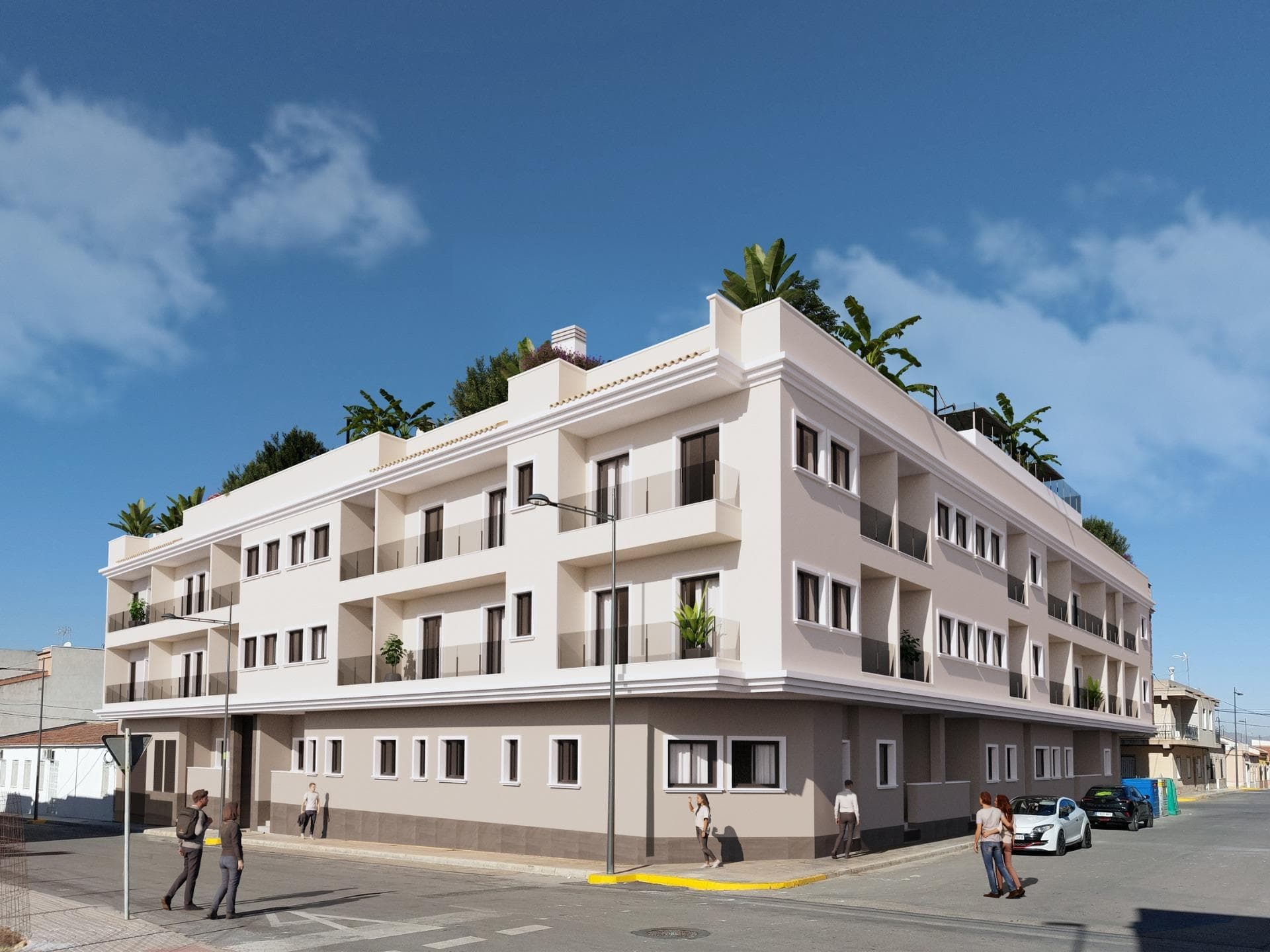 NEW BUILD RESIDENTIAL IN ALGORFA&#13;&#13;New Build residential of 41 stylish apartments and penthouses in Algorfa.&#13;&#13;Residential consist of 1, 2, and 3-bedroom apartments, with 1 or 2 bathrooms, open plan kitchen with the lounge area, fitted wardrobes.&#13;Modern penthouses has private solarium.&#13;&#13;Pre-installation of hot/cold air conditioning, supply via ducts and return via grilles in dropped ceiling.&#13;Kitchen and front in compact PVC, equipped with lower and upper cabinets, drawer fronts and doors in a combination of white laminate and wood laminate.&#13;Energy label A.&#13;&#13;Access to a communal pool for relaxation and leisure. On-site gym for health and fitness enthusiasts.&#13;&#13;Nestled in the heart of a traditional village, Algorfa offers the perfect blend of Spanish charm and modern amenities, making it an ideal destination for both tourists and locals.&#13;&#13;Residential located within walking distance to the Town Centre, schools, and La finca Golf course.&#13;Only 15 minutes away from beautiful beaches and hospitals.&#13;A short 35-minute drive to the airport.&#13;