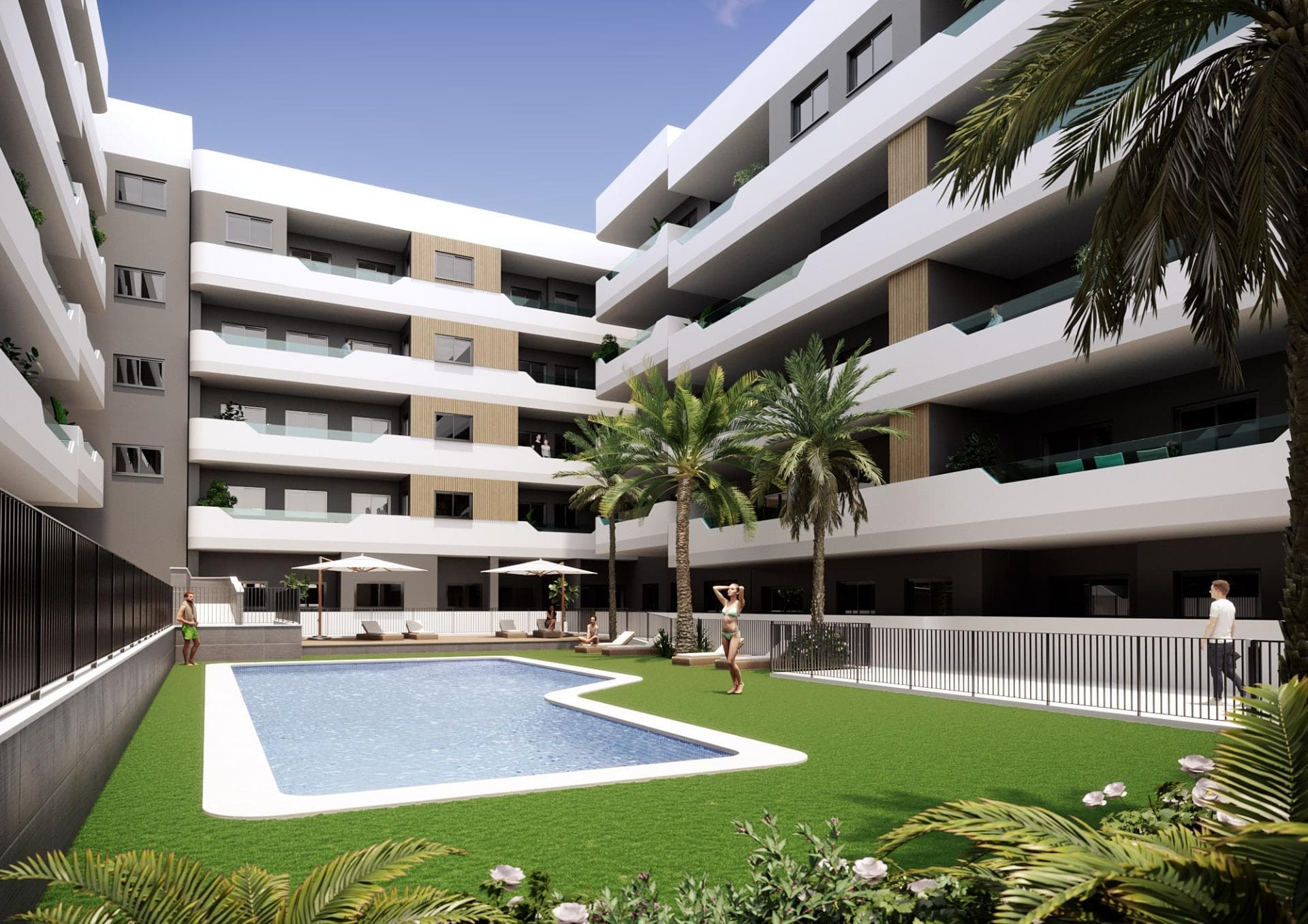 NEW BUILD RESIDENTIAL COMPLEX IN SANTA POLA&#13;&#13;New Build modern gated residential complex consisting of 1, 2 and 3 bedroom apartments and penthouses with 2 complete bathrooms. The complex consists of 4 staircases of flats with spacious landscaped communal areas, including swimming pool, relaxation area and gymnasium. &#13;All properties have been carefully designed to provide you with an exceptional living experience, with high quality finishes and a modern style. Enjoy the spacious terraces, where you can relax, enjoy al fresco dining and watch the most spectacular sunsets.&#13;&#13;The location is simply unbeatable: next to the centre of Santa Pola and the palm grove, and only a few minutes from the promenade, you will be close to a wide range of restaurants, bars and supermarkets. &#13;Excellent connection with the national road 332, which connects all the southern Costa Blanca, and with the airport in only 15 minutes.&#13;&#13;