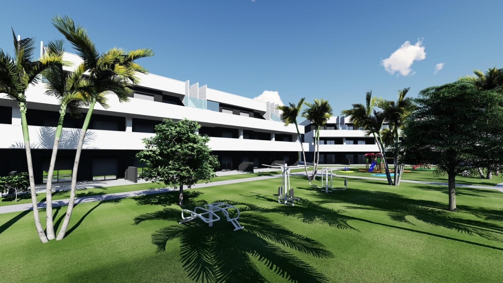 NEW BUILD RESIDENTIAL COMPLEX IN EL RASONew Build closed residential complex of touristic apartments in El Raso, Guardamar del Segura.This new residential complex will consist of 78 touristic apartments and penthouses distributed on the ground floor, first floor, and second floor + solarium. All properties will have a parking space and storage room in the basement, which will be accessible from the community stairs or from the elevator on each floor. The common areas will include a pool area, reception/meeting room, outdoor gym, pétanque area, mini-golf, and spa.DETAILS TO HIGHLIGHT IN OUR NEW DEVELOPMENT:RENTAL-ALLOWED HOUSING: These apartments offer something that no other can in this residential area. You can enjoy your home for 4 months a year for personal use, and the rest of the year it can be rented out, where you can obtain profitability without having to worry about anything, as a specialized rental company will manage everything for you.FULLY FURNISHED HOMES: all the homes in our new project will be fully furnished and ready to live in, with lighting, furniture, appliances, and fully finished bathrooms.VARIOUS TYPES OF HOUSING TO CHOOSE FROM: We offer various types of housing to choose from in different orientations. 2 bedrooms + 2 bathrooms and 3 bedrooms + 2 bathrooms types. All 3-bedroom homes will be corner units, making them even more exclusive for clients. Among these, we offer homes with South, East, and West orientations. All with terraces/porches facing the green area and Laguna de La Mata.UNBEATABLE VIEWS OF THE LAGUNA DE LA MATA: From all the first and second-floor homes in our new development, you can enjoy privileged views of the Laguna de La Mata. Being the last development adjacent to it, you will have a dreamlike panorama of this natural setting.PROXIMITY TO THE BEACH: Just 10 minutes by car or 15 minutes by bike, you can enjoy Moncayo Beach.CLOSE TO SHOPPING CENTERS AND URBAN AREAS: Located just 10 minutes by car from the Habaneras shopping centre, 9 minutes from the dining and entertainment area of Ciudad Quesada, or 8 minutes from the centre of Guardamar del Segura, making our development have an unbeatable location.GOLF COURSES: For lovers of this sport, it's worth mentioning that just 15 minutes by car, you can enjoy one of the best golf courses in Spain, located in the La Finca de Algorfa urbanization. Also, note the beautiful golf courses of La Marquesa and Vistabella, which are 10 and 20 minutes by car respectively.Complex located 30 minutes from Alicante airport and 1 hour Murcia - Corvera airport.