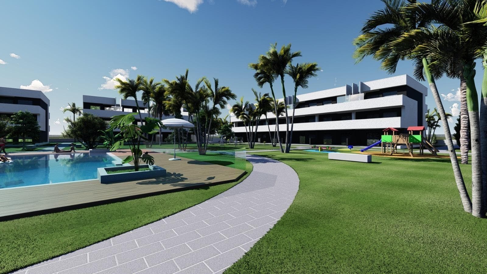 NEW BUILD RESIDENTIAL COMPLEX IN EL RASO&#13;&#13;New Build closed residential complex of touristic apartments in El Raso, Guardamar del Segura.&#13;&#13;This new residential complex will consist of 78 touristic apartments and penthouses distributed on the ground floor, first floor, and second floor + solarium. &#13;All properties will have a parking space and storage room in the basement, which will be accessible from the community stairs or from the elevator on each floor. &#13;&#13;The common areas will include a pool area, reception/meeting room, outdoor gym, pétanque area, mini-golf, and spa.&#13;&#13;DETAILS TO HIGHLIGHT IN OUR NEW DEVELOPMENT:&#13;RENTAL-ALLOWED HOUSING: These apartments offer something that no other can in this residential area. You can enjoy your home for 4 months a year for personal use, and the rest of the year it can be rented out, where you can obtain profitability without having to worry about anything, as a specialized rental company will manage everything for you.&#13;&#13;FULLY FURNISHED HOMES: all the homes in our new project will be fully furnished and ready to live in, with lighting, furniture, appliances, and fully finished bathrooms.&#13;&#13;VARIOUS TYPES OF HOUSING TO CHOOSE FROM: We offer various types of housing to choose from in different orientations. 2 bedrooms + 2 bathrooms and 3 bedrooms + 2 bathrooms types. All 3-bedroom homes will be corner units, making them even more exclusive for clients. Among these, we offer homes with South, East, and West orientations. All with terraces/porches facing the green area and Laguna de La Mata.&#13;&#13;UNBEATABLE VIEWS OF THE LAGUNA DE LA MATA: From all the first and second-floor homes in our new development, you can enjoy privileged views of the Laguna de La Mata. Being the last development adjacent to it, you will have a dreamlike panorama of this natural setting.&#13;&#13;PROXIMITY TO THE BEACH: Just 10 minutes by car or 15 minutes by bike, you can enjoy Moncayo Beach.&#13;&#13;CLOSE TO SHOPPING CENTERS AND URBAN AREAS: Located just 10 minutes by car from the Habaneras shopping centre, 9 minutes from the dining and entertainment area of Ciudad Quesada, or 8 minutes from the centre of Guardamar del Segura, making our development have an unbeatable location.&#13;GOLF COURSES: For lovers of this sport, it's worth mentioning that just 15 minutes by car, you can enjoy one of the best golf courses in Spain, located in the La Finca de Algorfa urbanization. Also, note the beautiful golf courses of La Marquesa and Vistabella, which are 10 and 20 minutes by car respectively.&#13;&#13;Complex located 30 minutes from Alicante airport and 1 hour Murcia - Corvera airport.&#13;