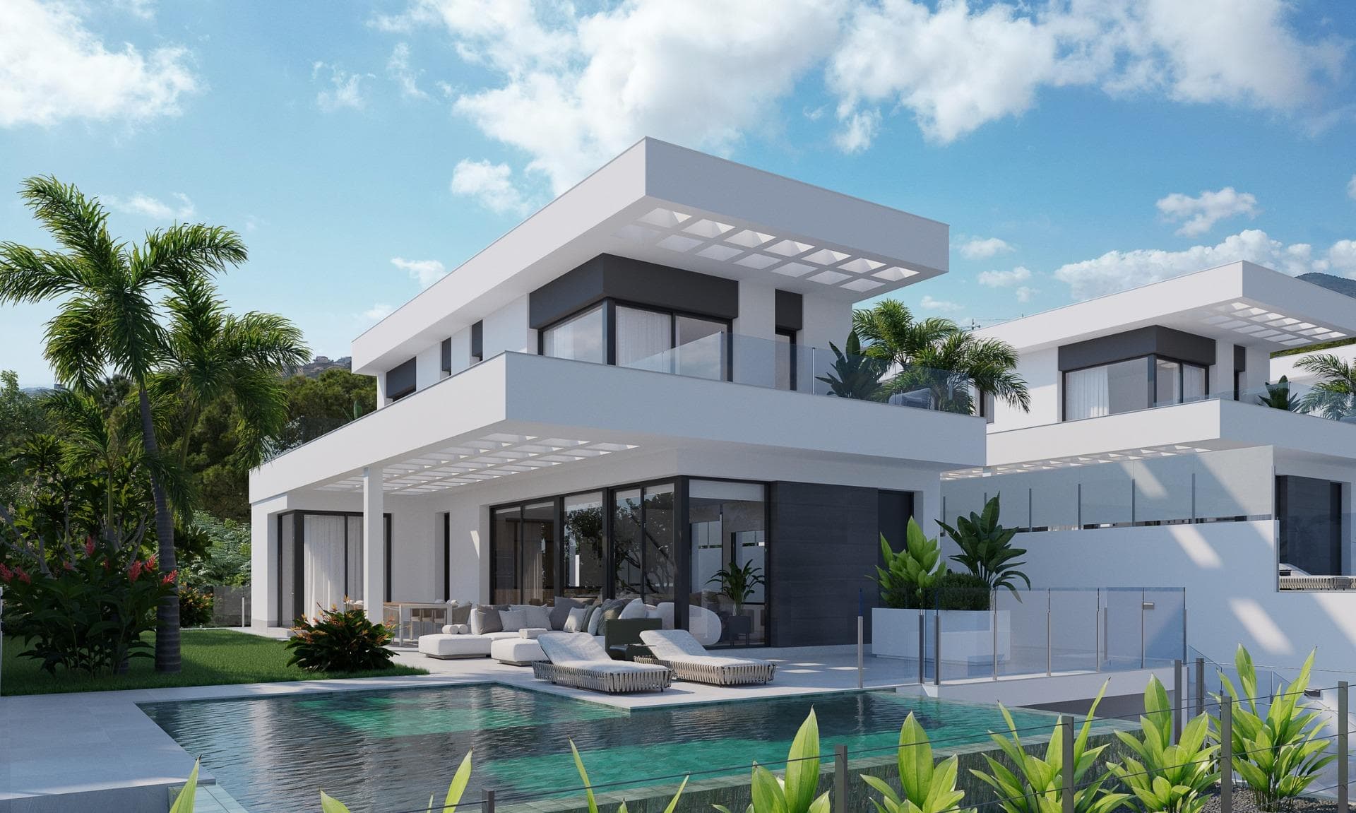 NEW BUILD VILLAS IN FINESTRAT WITH SEA VIEWS&#13;&#13;New Build Luxury villas in Sierra Cortina, Finestrat.&#13;&#13;Modern villas with 3 bedrooms and 3 bathrooms, open plan kitchen with lounge area, terrace with magnificent views over Benidorm, private garden with swimming pool, basement, parking and storage room. &#13;&#13;Villas build with top quality materials.&#13;&#13;Finestrat located in the Marina Baixa region of the Costa Blanca, close to neighbouring Benidorm and about 40 kilometres from the city of Alicante and the international airport.&#13;&#13;The village is situated on the mountainside of Puig Campana and offers beautiful views of the mountains, the coast and the Mediterranean Sea.&#13;&#13;Benidorm is just a five-minute drive from the properties and offers all the services you would need including shops, bars, restaurants, supermarkets, banks, pharmacies and several private international schools.&#13;