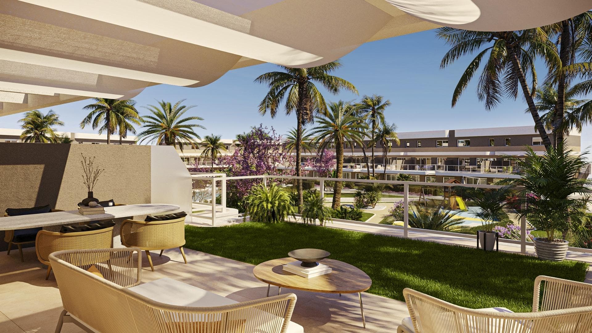 NEW BUILD RESIDENTIAL COMPLEX IN ALENDA GOLF, ALICANTE&#13;&#13;New Build private development of beautiful 2 and 3 bedrooms apartments with large terraces overlooking the nice communal area, combines the tranquil area of the Alenda Golf Course with a more lively beachfront nightlife easily accessible in just 15 minutes. &#13;&#13;All apartments include fully fitted kitchens equipped with a vitroceramic hob, extractor fan and an oven, hot water by aerothermal heating, smooth white paint on walls and ceiling, PVC doors and windows with double glazing. They also have air conditioning/heating units, and complete fitted wardrobes in all the bedrooms.&#13;&#13;All properties has a private parking, communal swimming pool for adults and children, and multipurpose room. Ground floor have a private garden, while the duplex apartments have large terraces.&#13;&#13;Perfect for all day dining, the terraces are either surrounded by the spectacular Sierra de las Aguilas Mountains, or the stunning view over the golf course.&#13;&#13;Includes: Underground parking, Exterior Parking, Storeroom, Communal swimming pool, Lift, Communal garden, Private garden, Air conditioning, Heating, Aerothermy, Solar thermal panels, LED spotlights, Double glazed windows, Pre-installation for electric vehicle. Energy certification: A.&#13;&#13;The historical village of Monforte del Cid is also nearby offering a selection of local amenities.&#13;Within the Alenda Golf development residents will have access to a small supermarket, restaurant and bar, clubhouse, fitness centre and paddle tennis courts. Due to its prime location, it is just 15 minutes from the golden beaches of Alicante, Alicante Airport and the town of Elche.&#13;&#13;Thanks to the lovely year-round climate and amazing facilities, Costa Blanca is a perfect area to not only play golf but to also invest in a golf property. There are over 15 golf courses nearby, such as the El Patio Golf Club which is just 3 kilometres from Alicante and designed by Severiano Ballesteros, and the Font del Llop Golf Club, near Alenda.&#13;The Alenda Golf Club, is an 18-hole course with a separate pitch &amp; putt.&#13;