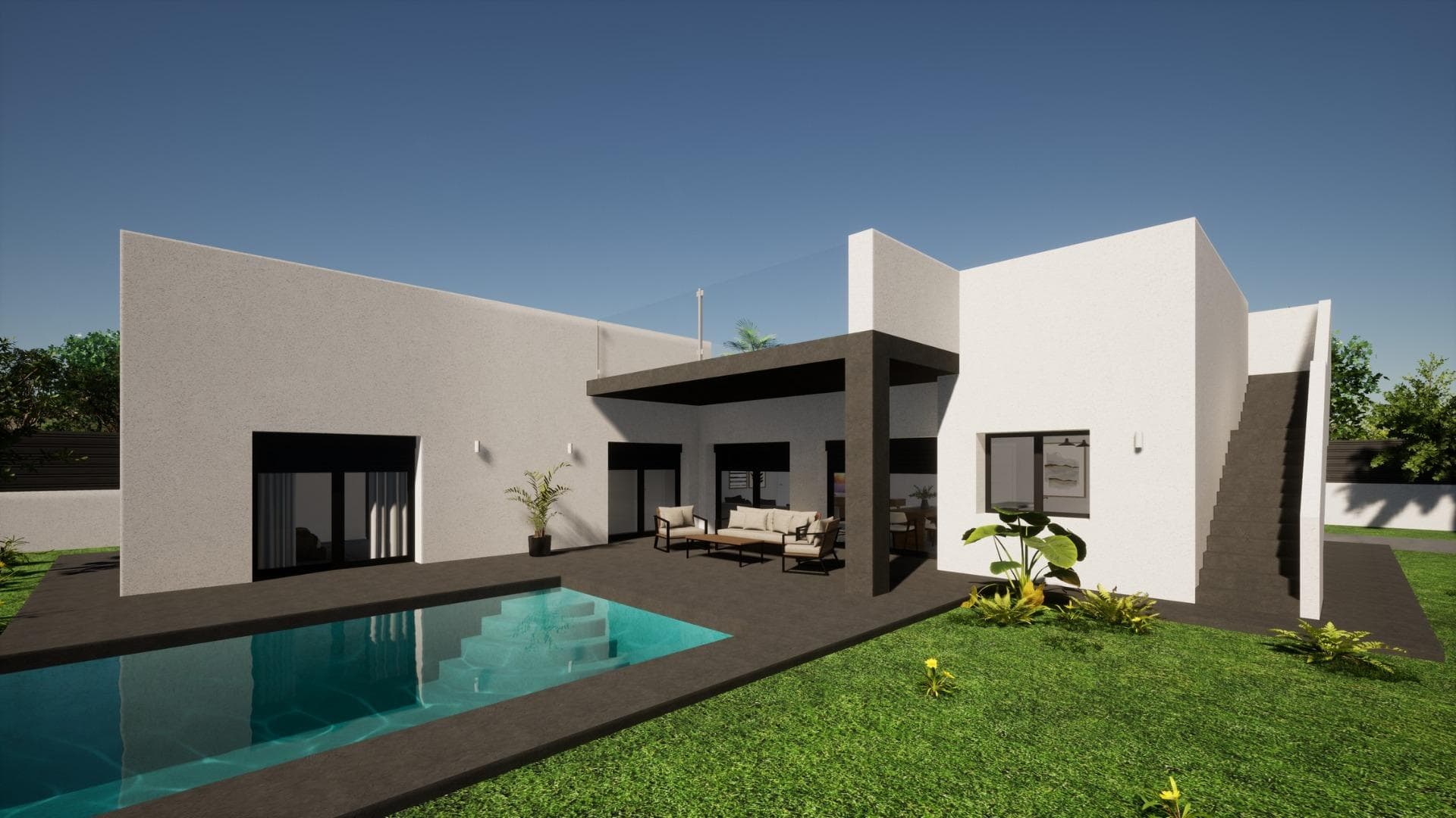 NEW BUILD VILLAS IN PINOSO&#13;&#13;New Build Independent modern villas that can be built on rustic or urban plots of land we have a wide range available in the area of Pinoso:&#13;&#13;• 3 bedrooms, 2 bathrooms&#13;• Private swimming pool&#13;• Solarium&#13;• Full installation of air conditioning &#13;• Full equipped kitchen&#13;• Big choice of quality materials&#13;• Mains electricity and water&#13;• 4 solar panels included&#13;• AA Energy Label&#13;• Plots from 10.000 m2 in various locations to choose from. &#13;• 3.000 m² fenced plot for easy maintenance&#13;• Motorised sliding gate&#13;&#13;On the rustic plots, about 3.000 m2 of the total plot will be fenced and the houses will be delivered with about 1.000 m2 of gravel around the house.&#13;The house has a private swimming pool and photovoltaic solar panels for the electricity supply.&#13;There are several rustic plots to choose from in different locations, each with a different price (in the prices published in this advert a plot with a value of 40.000 eur has been considered, if the buyer chooses another plot, the final price will be recalculated accordingly).&#13;The delivery period is 8 months from the granting of the building licence.&#13;It is acquired under a self-promotion regime: the buyer makes payments on account of the price as the builder executes the work.&#13;