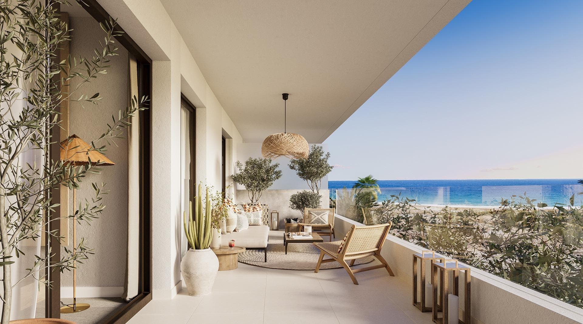 NEW BUILD RESIDENTIAL COMPLEX IN MACENAS, ALMERIA

New Build magnificent residential development of homes with incredible terraces, penthouses and ground floor apartments with views of the Mediterranean Sea, integrated in the exclusive gated resort, with a host of services to make every day the best day of your life.

New Build an exclusive and modern residential development of 125 homes with 1, 2 and 3 bedrooms, with large and incredible terraces, spectacular penthouses and ground floor apartments with gardens and the possibility of a private swimming pool. 
Each property has garage and storage room included in the price.

With a contemporary design and Mediterranean style, the complex stands out for its full integration with the natural landscape of Macenas, its privileged views of the Mediterranean Sea and its communal areas designed to create a relaxed environment and promote a healthy lifestyle, offering an outdoor infinity pool, indoor pool, a social club with chill out terrace and a solarium where you can lose yourself looking at the sea 365 days a year.
A well-kept residential complex surrounded by landscaping designed with one hundred percent native species and the use of sustainable building materials, resulting in a unique place to live and relax just a few metres from the sea.

New Build residential development located in Macenas, gated luxury resort created with the purpose of preserving the natural and cultural heritage of the area. The resort includes a Social Club with restaurants, swimming pool, lounge area, sports centre, shops, beauty and wellness centre, among others. It also has an 18-hole golf course, which will be an environmental reference by integrating indigenous natural solutions that will create a botanical garden along its entire length. A unique enclave on the shores of the Mediterranean and at the gates of the Cabo de Gata Natural Park.