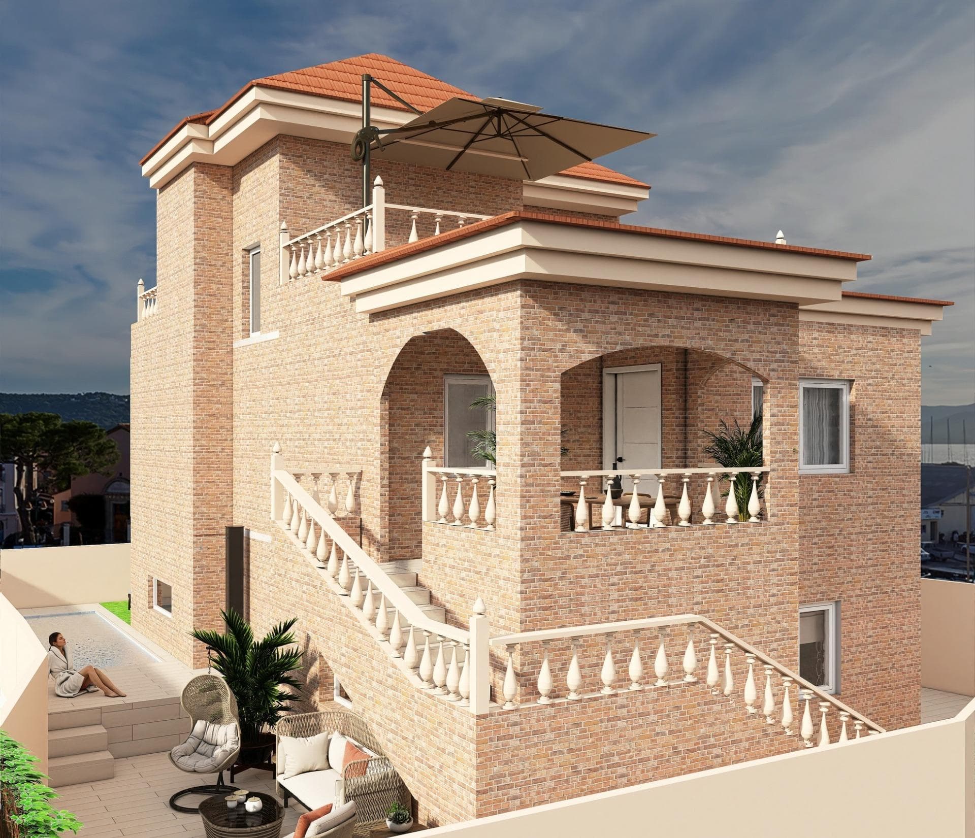 NEW BUILD VILLA IN ROJALES&#13;&#13;New Built villa for sale in a great location in Rojales, next to the La Marquesa Golf courses. &#13;Villa has 4 bedrooms, 3 bathrooms, American-style kitchen, living-dining room, 3 terraces, garage, leisure room, yard, private pool.&#13;On the ground floor of the house you will find a garage, a leisure room and a fully equipped bathroom. On the first floor of the house you will find a living room, an American-style kitchen fully equipped with high-quality appliances, two bedrooms with built-in wardrobes, and a terrace with wonderful views. On the top floor of the house, the master bedroom with two terraces and a fully equipped bathroom. &#13;Air conditioning system, swimming pool, heated floors in bathrooms are included in the price. &#13;This residence also has a community pool. &#13;&#13;Rojales located 15 minutes drive to some of the most beautiful beaches of Guardamar del Segura and Torrevieja. The proximity to these beaches offers a series of benefits and virtues that make living here a unique experience. In addition to daily enjoyment, living close to these beaches offers opportunities for an active and healthy lifestyle. Water sports such as surfing, paddle surfing and scuba diving are readily available, as are walks along the shore or hiking trails through the nearby dunes and natural parks.&#13;&#13;Main Airports: - Alicante-Elche Airport (ALC): About 38 km away, it can be reached in approximately 35 minutes by car.&#13;Murcia-Corvera Airport (RMU): Located about 65 km away, it can be reached in about 50 minutes by car.&#13;Road Network: - AP-7 motorway and the national road N-332 allow quick and convenient access to the main cities and tourist destinations in the region.&#13;Public Transport: - The area has regular bus services connecting Ciudad Quesada with nearby towns and main points of interest.&#13;
