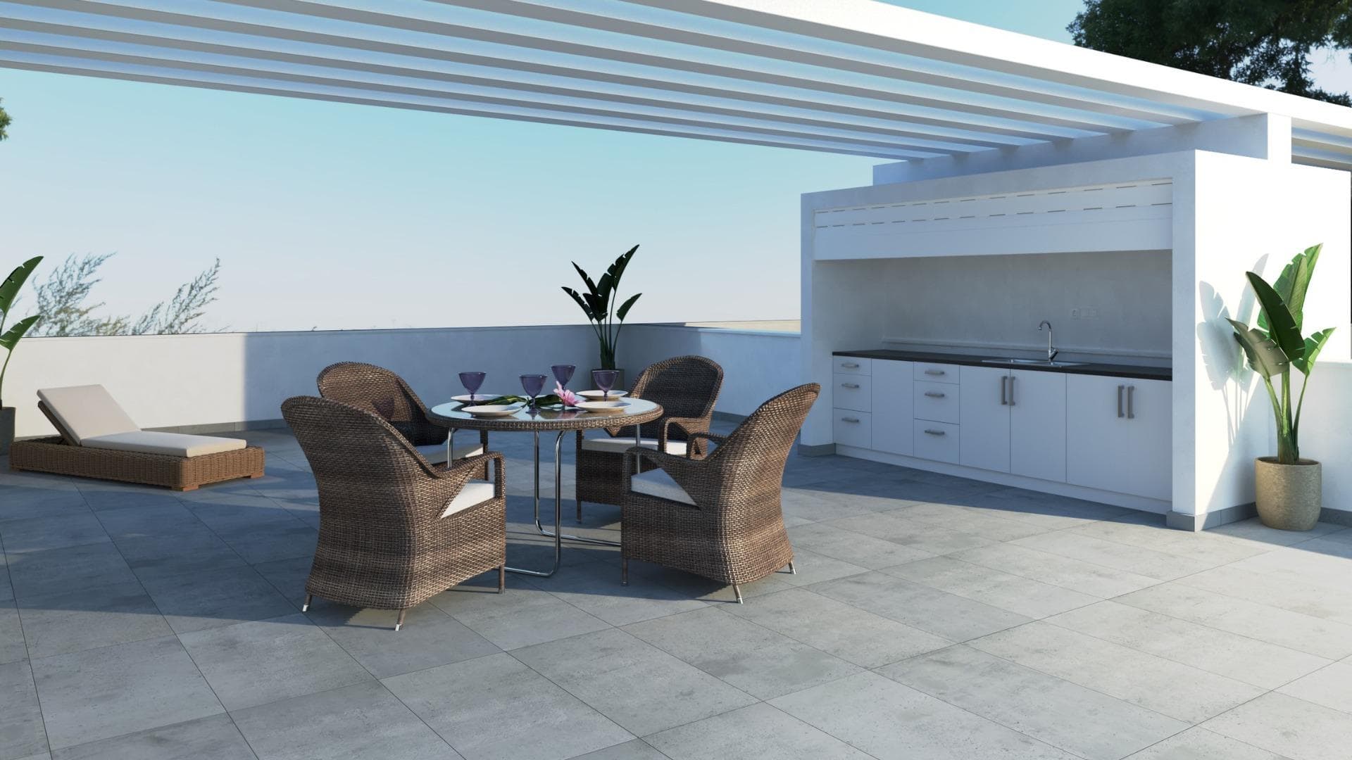 NEW BUILD BUNGALOWS IN PILAR DE LA HORADADA&#13;&#13;New Build developmen located in an unbeatable location, in the centre of Pilar de la Horadada. An area that offers all the necessary services and amenities, such as supermarkets. Additionally, its proximity to the beach makes it an ideal option for your leisure time and Summer getaways.&#13;&#13;This residential complex is characterised by its 12 bungalow apartments, which offers 1 bedroom and 1 bathroom properties at a very affordable price, 2 bedroom and 2 bathroom properties and also 3 bedroom and 2 bathroom properties, to cover the needs of each client, offering comfort and style. &#13;&#13;The interiors, elegant and functional, have fully equipped kitchens including electrical appliances. The bathrooms have a vanity unit with washbasin and light. Each property has pre-installation for ducted air conditioning, a magnificent solarium for the upper floors and an attractive communal swimming pool area, making it the perfect place to enjoy and relax.&#13;&#13;Excellent location, 5 minutes from the sandy beaches and most prestigious 18-hole Lo Romero golf course.&#13;&#13;Pilar de la Horadada is a typical Spanish village in the most southern part of the Costa Blanca.&#13;The large main street has supermarkets, lots of shops, restaurants and bars and some lovely squares.&#13;The beautiful beaches of Torre de la Horadada and Mil Palmeras with fine sand promenade is just 5 minutes away.&#13;The airports of Corvera (Murcia) and Alicante are respectively 40 and 55 minutes away.&#13;