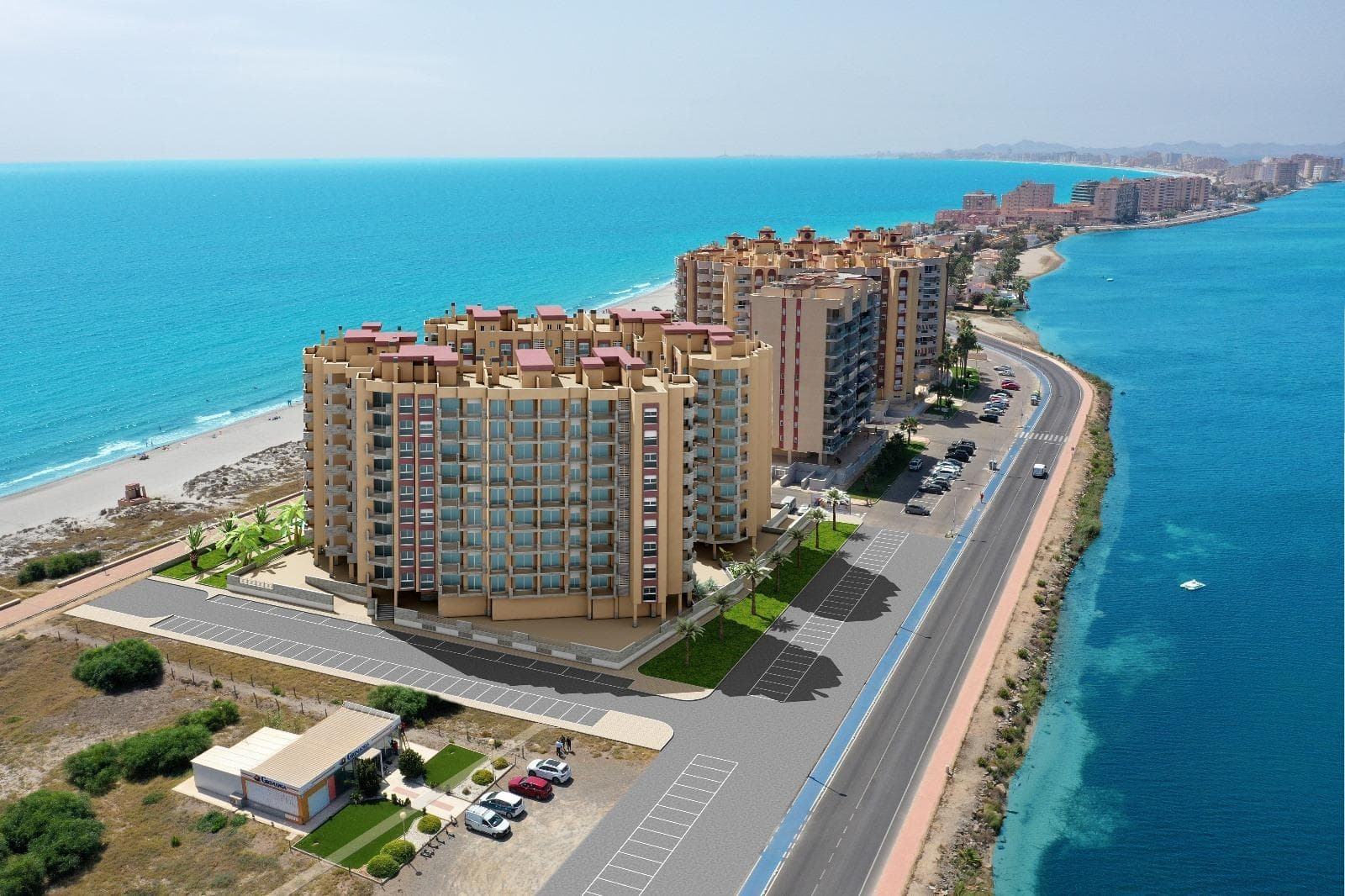 NEW BUILD RESIDENTIAL COMPLEX IN LA MANGA &#13;&#13;New Build residential complex is located in a unique and special place, between two seas, in a privileged location and with all the services you may need at your fingertips in the Region of Murcia, beautiful coastline with the beaches of transparent and shallow waters.&#13;At this residential complex apartments have been designed to make the most of every last corner of the property, as well as the&#13;the choice of materials and the design of the homes.&#13;Live a world of sensations and pleasurable moments with all the&#13;services and activities that you desire at your fingertips.&#13;&#13;Installations - Air conditioning:&#13;Air conditioning system by ducts, for hot and cold, throughout the house (except in distributors and bathrooms) and operated by central console.&#13;&#13;Electrical appliances:&#13;Stainless steel oven.&#13;Black ceramic hob with three burners.&#13;Stainless steel refrigerator.&#13;Extractor hood integrated in furniture.&#13;Integrated dishwasher.&#13;&#13;Common areas:&#13;Access to the building via white PVC door and double glazing with air chamber.&#13;Entrance halls and stair treads specially decorated with national marble.&#13;White thermo-lacquered aluminium handrail on interior staircases.&#13;Lighting by presence detection in basement and interior common areas.&#13;White motorised sectional garage access door. &#13;Stainless steel urbanisation railings.&#13;Video door entry system.&#13;Satellite dish with European channels.&#13;Swimming pool with landscaped solarium.&#13;&#13;La Manga del Mar Menor is a natural strip of land surrounded by two seas, the Mar Menor and the Mediterranean Sea. To this rarity you can add the multiple leisure and free time options, restaurants, supermarkets, medical censers, pharmacies, nautical sports censers, golf courses.&#13;La Manga is located on the north coast of the Costa Calida and is a popular holiday destination for tourists. The narrow land strip separating the warm lagoon and the colder sea has a unique microclimate. It's one of the most exotic areas in Spain.&#13;Corvera airport is about 1 hour drive away and Alicante airport about 2 hours away.&#13;