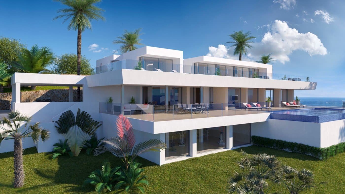 Villa distributed on three levels, the result of a unique and exclusive design, with spacious, open and bright spaces, in which all rooms are oriented towards the Mediterranean Sea, to make the most of its wonderful views.

The house is accessed by the upper level in which we find 5 of the 6 bedrooms of this house. The master bedroom has a large dressing room and en suite bathroom with shower and bathtub with sea views. The other 4 bedrooms on this floor also have en suite bathroom with shower and wardrobe. All bedrooms have direct access to the terrace and also share a common space designed to watch TV.

The stairs lead us to the main floor of this house, the day area, has a large living room, a kitchen with island dining room, pantry, laundry room, room with en suite bathroom for the service, courtesy toilet and parking for 3 vehicles. In addition to a large terrace ideal for relaxing, enjoy the endless swimming pool of 60 meters of water foil and its spacious porch with dining area and relaxation area from which to continue contemplating its sensational sea views.

This fantastic property is completed by a diaphanous area of more than 100m², located on the ground floor, whose use will depend on the needs of its owner.

Included in the villa:

Private plot and fenced,
Garden,
Swimming pool,
Parking,
Decoration project with technical lighting,
Heating by underfloor heating,
Preinstallation Ducted air conditioning,
Kitchen equipped with appliances: Integrated combined refrigerator, Independent multi-function oven with timer, Independent Touchcontrol hob, Decorative hood, Microwave for free installation

Homes that enjoy all the services that a consolidated urbanization such as the Cumbre del Sol offers, with a shopping area with supermarket, hairdresser, pharmacy, bars and restaurants, Lady Elizabeth Junior School and a diverse range of sports with tennis and paddle courts, hiking trails, horse riding centre, beach and bays with beach bars.