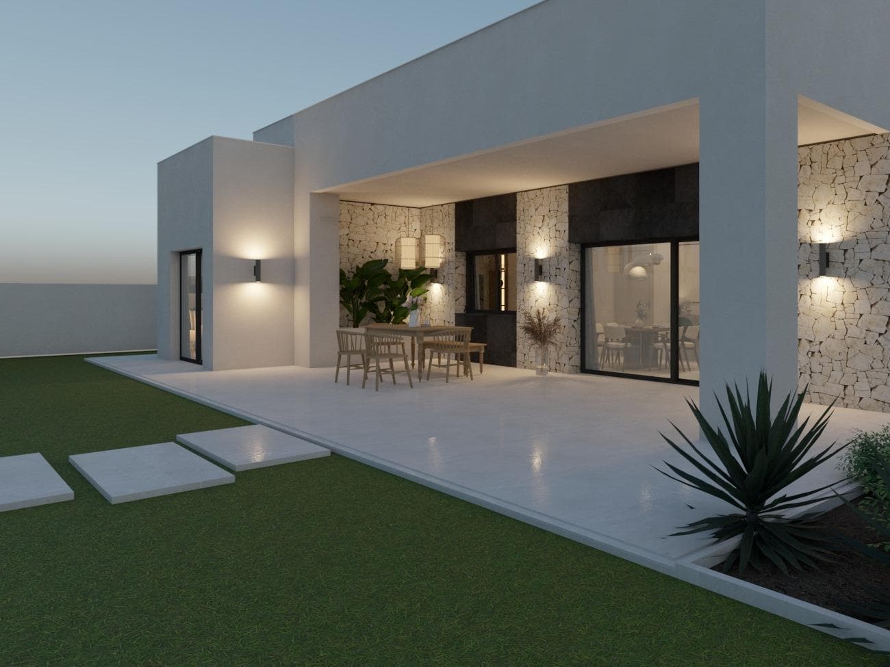 NEW BUILD VILLAS IN PINOSO&#13;&#13;New Build Independent modern villas that can be built on rustic or urban plots of land we have a wide range available in the area of Pinoso:&#13;&#13;•3 bedrooms, 2 bathrooms&#13;• Private swimming pool&#13;• Full installation of air conditioning &#13;• Full equipped kitchen&#13;• Big choice of quality materials&#13;• Mains electricity and water&#13;• 4 solar panels included&#13;• AA Energy Label&#13;• 15.658 m² plot in Pinoso &#13;• 3.000 m² fenced plot for easy maintenance&#13;• Motorised sliding gate&#13;&#13;On the rustic plots, about 3.000 m2 of the total plot will be fenced and the houses will be delivered with about 1.000 m2 of gravel around the house.&#13;The house has a private swimming pool and photovoltaic solar panels for the electricity supply.&#13;There are several rustic plots to choose from in different locations, each with a different price (in the prices published in this advert a plot with a value of 40.000 eur has been considered, if the buyer chooses another plot, the final price will be recalculated accordingly).&#13;The delivery period is 8 months from the granting of the building licence.&#13;It is acquired under a self-promotion regime: the buyer makes payments on account of the price as the builder executes the work.&#13;