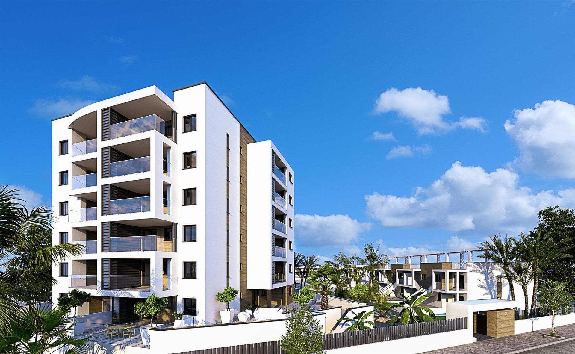 New Build Apartments and Bungalows in Mil Palmeras&#13;&#13;Modern Residential Complex in a Prime Location&#13;Discover a stunning new residential complex in the charming coastal area of Mil Palmeras, offering a selection of high-quality apartments and bungalows designed to meet modern living standards. Nestled just 600 meters from the sandy beaches of Mil Palmeras, this development combines comfort, style, and convenience.&#13;&#13;Spacious and Stylish Apartments and Bungalows&#13;Choose from 2- or 3-bedroom apartments, each featuring 2 bathrooms and spacious terraces. Alternatively, opt for bungalows with 2 bedrooms and 2 bathrooms, available in ground-floor units with private gardens or top-floor units with exclusive solariums.&#13;&#13;High-Quality Finishes for Modern Living&#13;This development offers exceptional features and finishes:&#13;PVC exterior carpentry with thermal break and double-glazed “Climalit” low-emissivity windows.&#13;Reinforced entrance doors for added security.&#13;Bathrooms equipped with vanities, mirrors, and modern fixtures.&#13;Built-in wardrobes with interior LED lighting, drawers, and hanging rails.&#13;Hot water supplied through aerothermal technology for energy efficiency.&#13;Pre-installation for ducted air conditioning and heating in living areas and bedrooms.&#13;Exclusive Community Amenities&#13;&#13;The complex is fully gated and boasts:&#13;Beautifully landscaped communal gardens.&#13;Sparkling swimming pools for residents.&#13;Optional underground parking spaces and storage rooms for added convenience.&#13;&#13;Prime Location in Mil Palmeras&#13;Located between Campoamor and Torre de la Horadada, this development offers easy access to local amenities, schools, restaurants, and sports facilities open year-round. Mil Palmeras is known for its charming town square and its vibrant "restaurant alley," featuring diverse international cuisines.&#13;&#13;For nature enthusiasts, the Lo Monte Nature Park, a protected bird reserve, and the Río Seco Natural Park offer perfect spots for hiking and relaxation.&#13;&#13;Proximity to Key Points of Interest&#13;Murcia International Airport: 40 km (approx. 45 minutes).&#13;Alicante Airport: 75 km (approx. 45 minutes).&#13;Closest golf courses: Less than 10 km away.&#13;Shopping centers: 8 km to Zenia Boulevard.&#13;Marinas and ports: 5 km to Torre de la Horadada.&#13;&#13;Your Dream Home Awaits&#13;Don’t miss the opportunity to own a property in this exceptional residential complex. Whether you’re looking for a vacation home or a permanent residence, this development in Mil Palmeras has it all. Contact us today for more information or to schedule a visit!&#13;