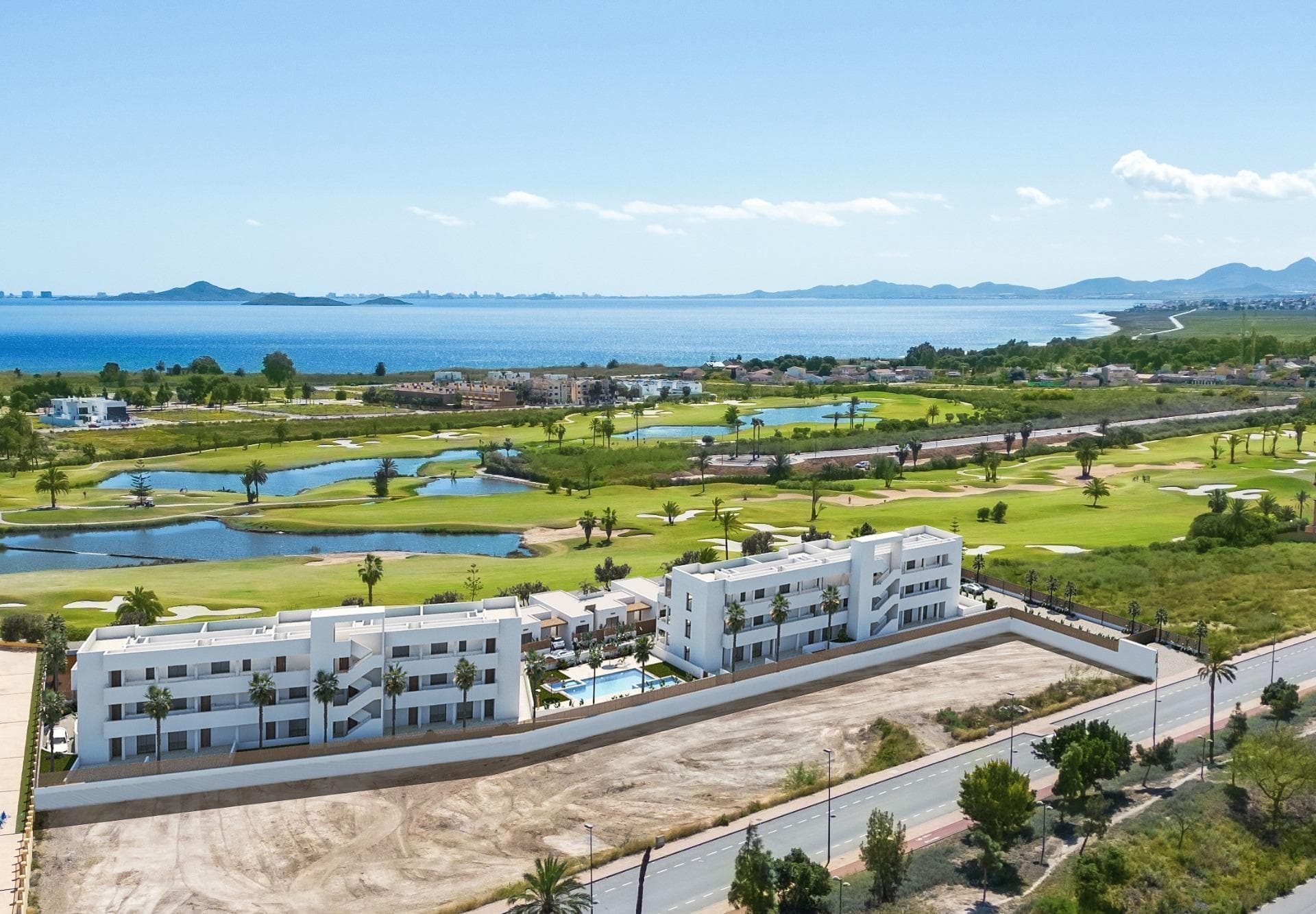 NEW BUILD RESIDENTIAL IN LOS ALCAZARES &#13;&#13;New Build residential is composed of 32 apartments and penthouses with 2 and 3 bedrooms and 9 exclusive villas combining modern design, quality and functionality. &#13;The unbeatable location offers amazing views to golf and the Mar Menor sea.&#13;&#13;Modern properties with open plan kitchen and the lounge area, fitted wardrobes, terraces, parking space and storage rooms.&#13;Penthouses has private solarium.&#13;&#13;Residential located in a frontline of the prestigious golf course “La Serena Golf”. This golf course is well renowned for its lakes and vegetation that interweave with the golf course. The water and lakes are present in 16 of the 18 holes, but all the course is designed to offer the golfer different strategies in each hole. Another aspect that makes this golf course unique is that it’s connected by walking to the city centre, something impossible to find in other golf locations that allow us to enjoy the calm and the beauty of the area without refusing the access to the services that Los Alcázares offers.&#13;&#13;Residential located in Los Alcázares an exceptional area on the Costa Cálida at only &#13;25 minutes from Murcia airport and 55 min from Alicante airport. The area is connected through highway with the cities of Cartagena, Murcia and Alicante and the rest of the beaches of the Costa Cálida and the Costa Blanca.&#13;&#13;
