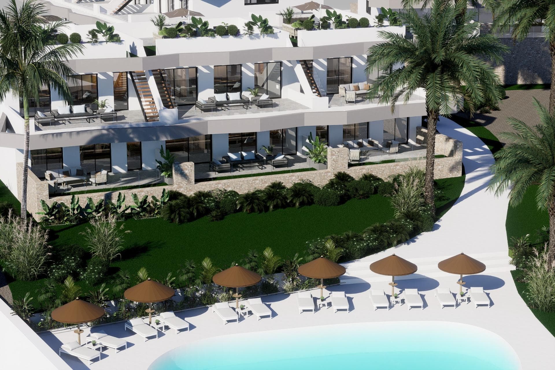 New Build Homes with Panoramic Views in Finestrat-Benidorm&#13;&#13;Exclusive Residential Development with Sea and City Views&#13;Welcome to the second phase of an exclusive new-build residential complex in Finestrat-Benidorm, offering stunning panoramic views of the Mediterranean Sea and Benidorm skyline. These modern homes feature 2 or 3 bedrooms, 2 bathrooms, and spacious living areas filled with natural light.&#13;&#13;Choose between:&#13;Top-floor bungalows with a private solarium.&#13;Ground-floor bungalows with a private garden and the option of adding a private pool.&#13;Built with high-quality materials, these homes maximize natural light throughout the day and feature large terraces to enjoy Alicante’s 320+ days of sunshine per year.&#13;&#13;Prime Location Near the Best of Costa Blanca&#13;This exclusive residential complex is located near some of the best beaches, shopping areas, and leisure facilities on the Costa Blanca.&#13;&#13;Distances to key locations:&#13;Beaches (Levante, Poniente, Cala de Finestrat) – 4 km.&#13;Golf courses (Sierra Cortina, Villaitana) – 1 km.&#13;Benidorm city center – 5-minute drive.&#13;Alicante International Airport – 40 km (30-minute drive).&#13;High-speed train (AVE) connection – 30 minutes.&#13;The area offers excellent connectivity and is surrounded by essential services, including hospitals, schools, public transport, shopping centers, and restaurants.&#13;&#13;Premium Features for Comfort and Quality&#13;Each home includes:&#13;Private parking space. Optional storages for an extra cost.&#13;Reinforced security door.&#13;PVC windows with thermal break and double glazing.&#13;Ducted pre-installation for air conditioning.&#13;Aerothermal system for hot water.&#13;Access to a large communal pool.&#13;&#13;A Unique Opportunity for Investment and Quality Living&#13;Located in the beautiful Marina Baixa region, Finestrat offers a peaceful atmosphere while being just minutes from the vibrant Benidorm. Enjoy the best of both worlds—relax in a serene environment while having access to top attractions like Terra Mítica, Aqualandia, Mundomar, and Terra Natura.&#13;&#13;With its proximity to beaches, golf courses, and outdoor activities like hiking at Puig Campana, this is one of the best areas to invest in the Costa Blanca.&#13;&#13;Don’t miss this unique opportunity! Contact us today to schedule a visit and find your dream home in Finestrat-Benidorm.&#13;