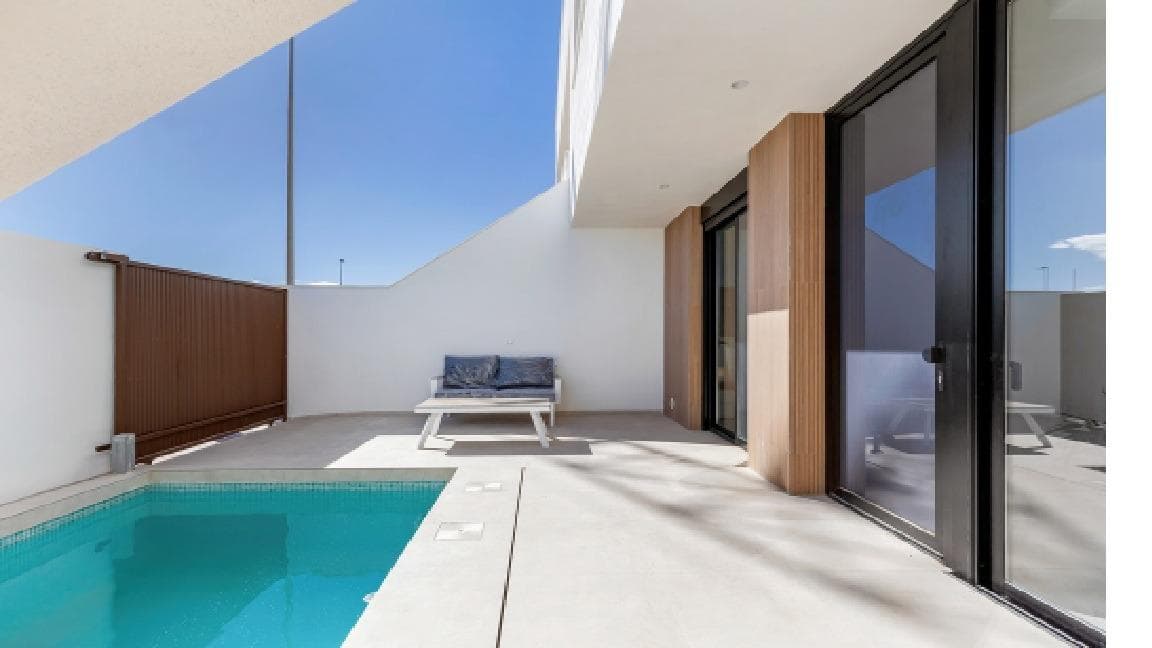 New Build Bungalows with Private Pool in Santiago de la Ribera&#13;&#13;Modern Homes Just 800m from the Beach&#13;Discover this exclusive new development of eight contemporary apartments in Santiago de la Ribera, just 800 meters from the sea. Designed with a modern aesthetic and high-quality finishes, these homes offer spacious interiors, private outdoor areas, and top-tier amenities.&#13;&#13;Property Options – Ground Floor or Penthouse&#13;Choose the home that best suits your lifestyle:&#13;Ground-floor bungalows: Enjoy a private garden, parking space, and private swimming pool.&#13;Top-floor penthouses: Feature a dedicated parking space, private terrace, and an expansive solarium with private pool, perfect for relaxing or entertaining.&#13;All homes are available with 2 or 3 bedrooms and 2 bathrooms, providing flexibility for different needs.&#13;&#13;High-Quality Finishes for Comfort and Style&#13;Each home is equipped with premium materials and energy-efficient systems, including:&#13;Reinforced security entrance door&#13;Aluminum windows with thermal break for better insulation&#13;Bosch kitchen appliances&#13;Aerothermal system for hot water efficiency&#13;Glass shower screens in all bathrooms&#13;Ducted air conditioning system fully installed&#13;&#13;Prime Location in Santiago de la Ribera&#13;Situated in the charming coastal town of Santiago de la Ribera, this development offers the perfect blend of tranquility and convenience. Originally a traditional fishing village, the area has transformed into a sought-after destination on the Costa Cálida, known for its Mediterranean lifestyle, golden sandy beaches, and excellent amenities.&#13;&#13;The town boasts 4 km of beaches along the Mar Menor, featuring calm, warm waters ideal for swimming and water sports. A beautiful palm-lined promenade stretches along the coast, providing the perfect setting for walks, cycling, and enjoying seaside restaurants.&#13;&#13;Excellent Connectivity and Nearby Attractions&#13;Beach (Playa de Santiago de la Ribera) – 800 m&#13;Murcia-Corvera Airport – 30 km&#13;Alicante Airport – 95 km&#13;Golf courses (Roda Golf, La Serena Golf, Lo Romero Golf) – 10-15 km&#13;Dos Mares Shopping Center – 3 km&#13;Marina &amp; Nautical Club – 1.5 km&#13;&#13;Your Dream Home by the Sea Awaits&#13;Whether you’re looking for a holiday retreat, investment opportunity, or permanent residence, these bungalows offer modern comfort in an unbeatable coastal location.&#13;&#13;Contact us today for more details and to schedule a visit!&#13;
